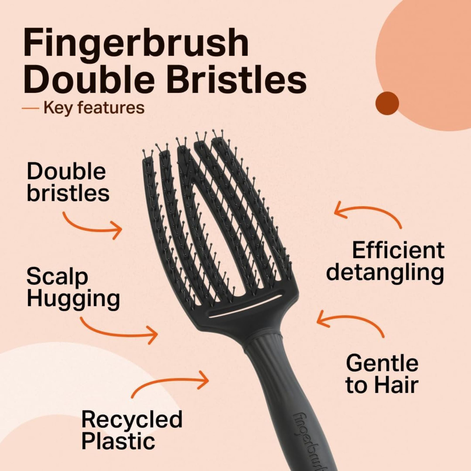 Olivia Garden - Fingerbrush Care Iconic Double Bristles Black