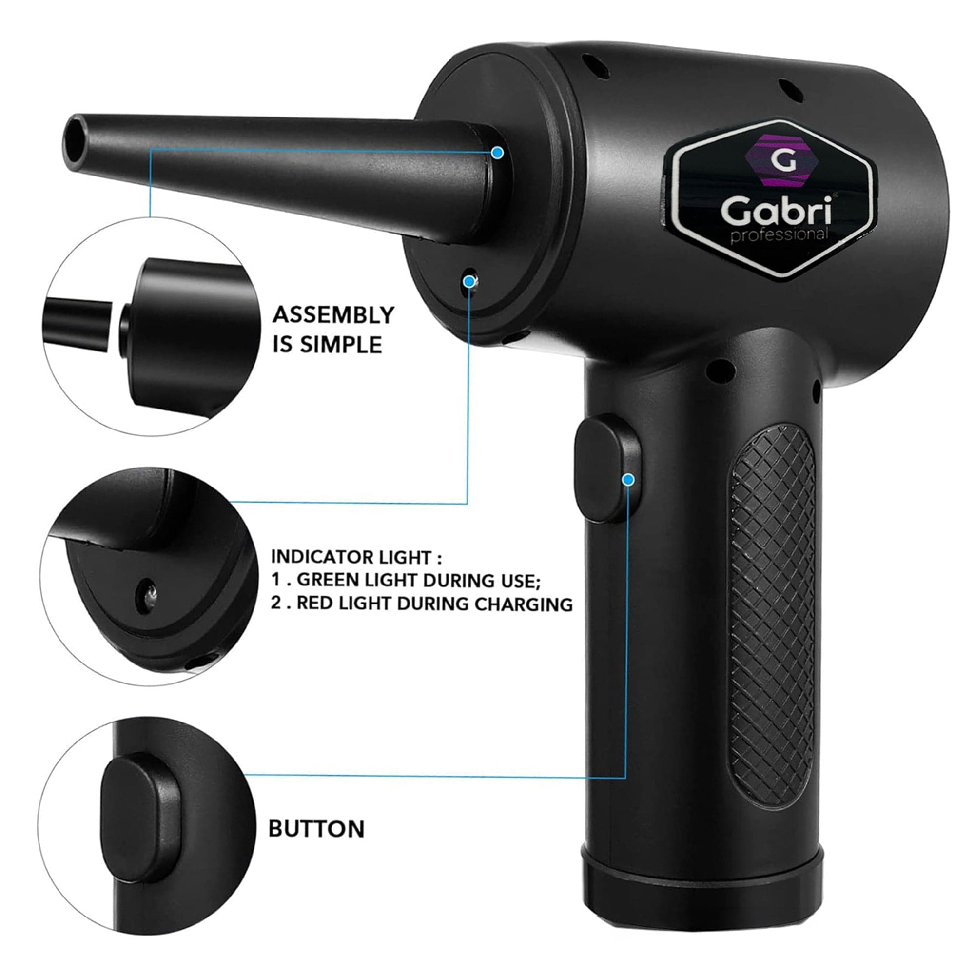 Gabri - Compressed Air Duster 3 Gear Cordless 9100rpm 7600mAh