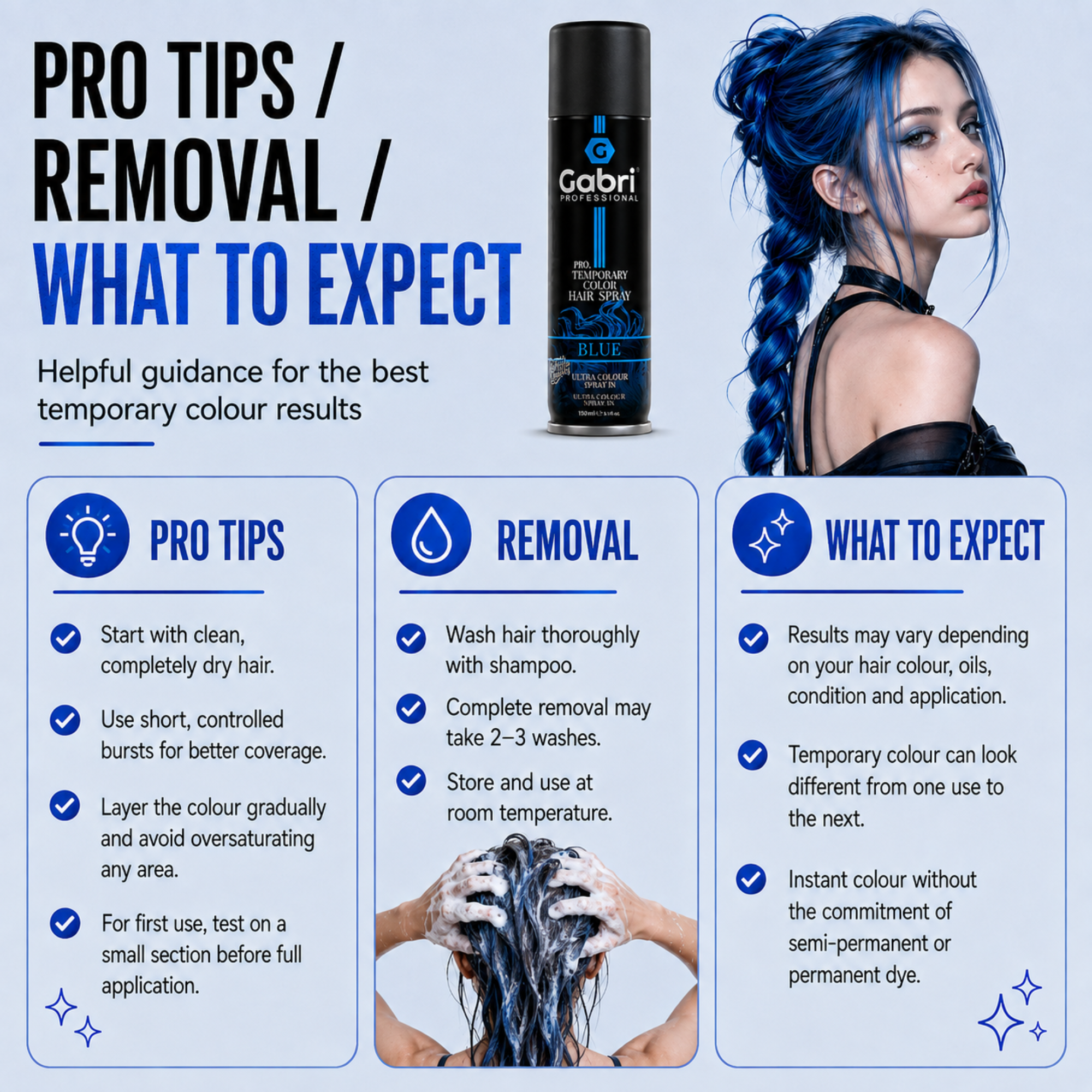Gabri Professional - Pro Temporary Hair Colour Shimmer Spray Blue 150ml