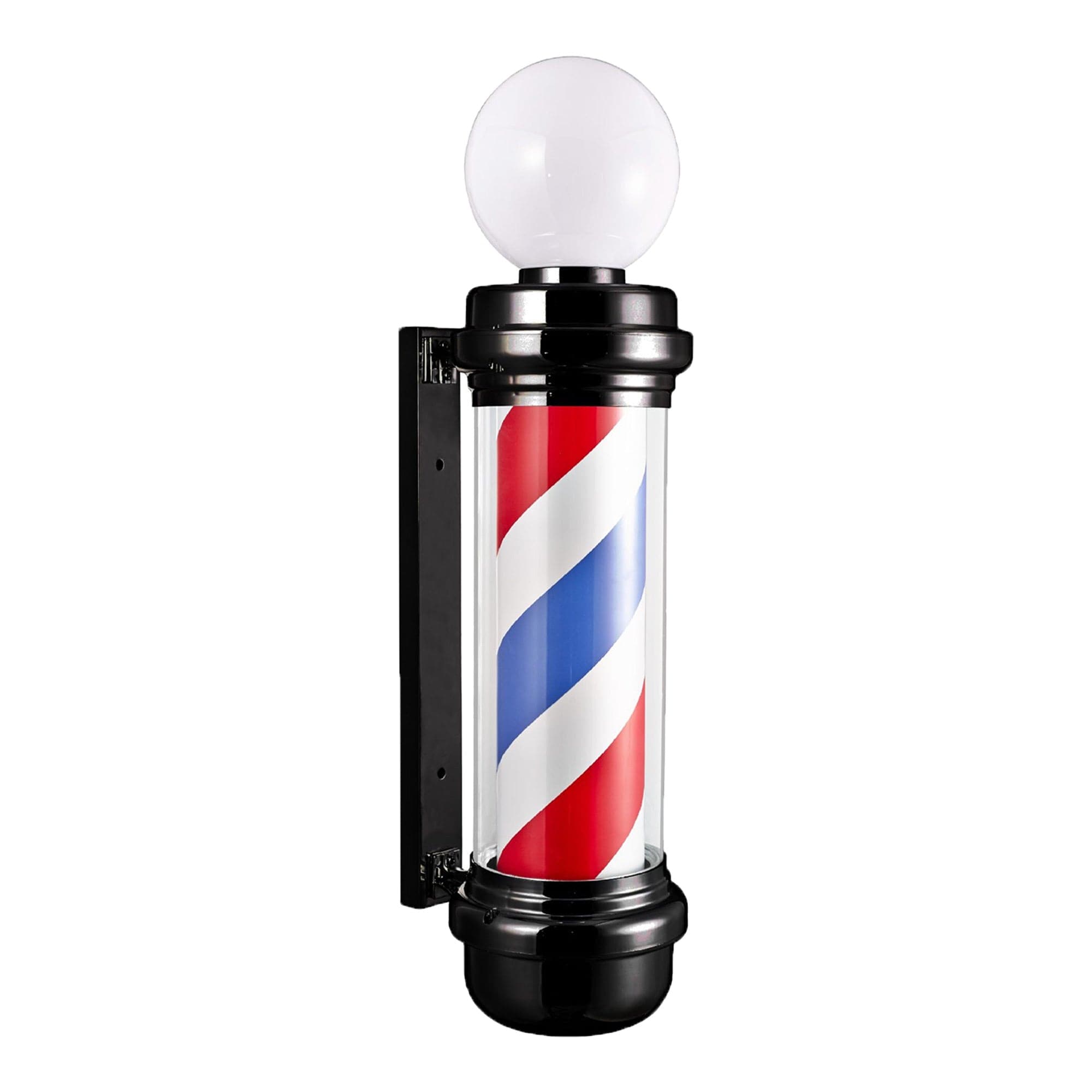 Gabri - Classic Barber Pole Light With Open Sign (Black Red White Blue Stripes) 85cm