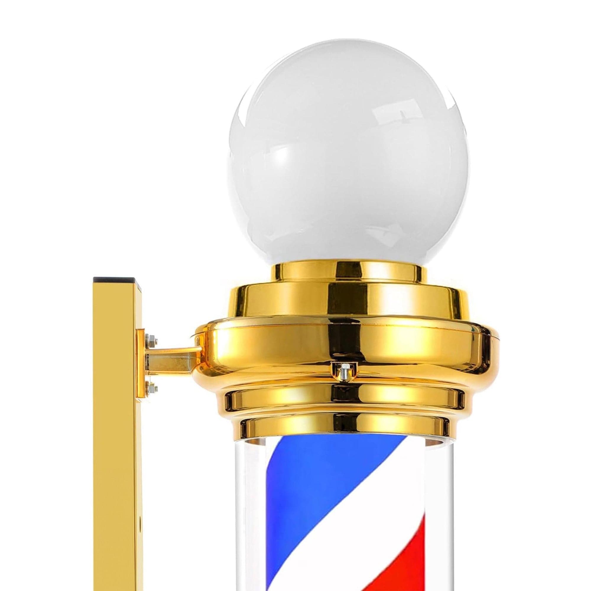 Gabri - Classic Barber Pole Light With Open Sign (Gold Red White Blue Stripes) 70cm