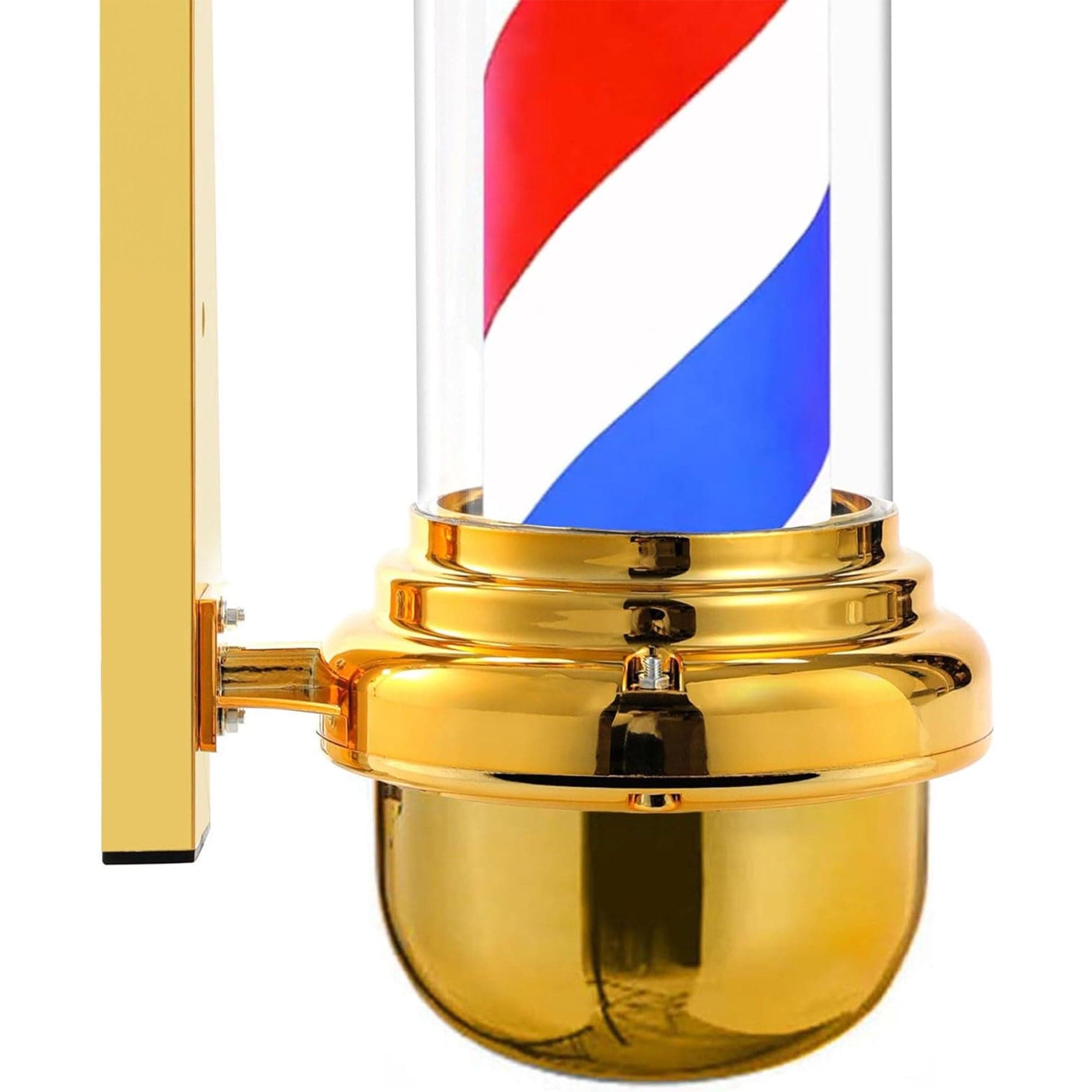 Gabri - Classic Barber Pole Light With Open Sign (Gold Red White Blue Stripes) 85cm