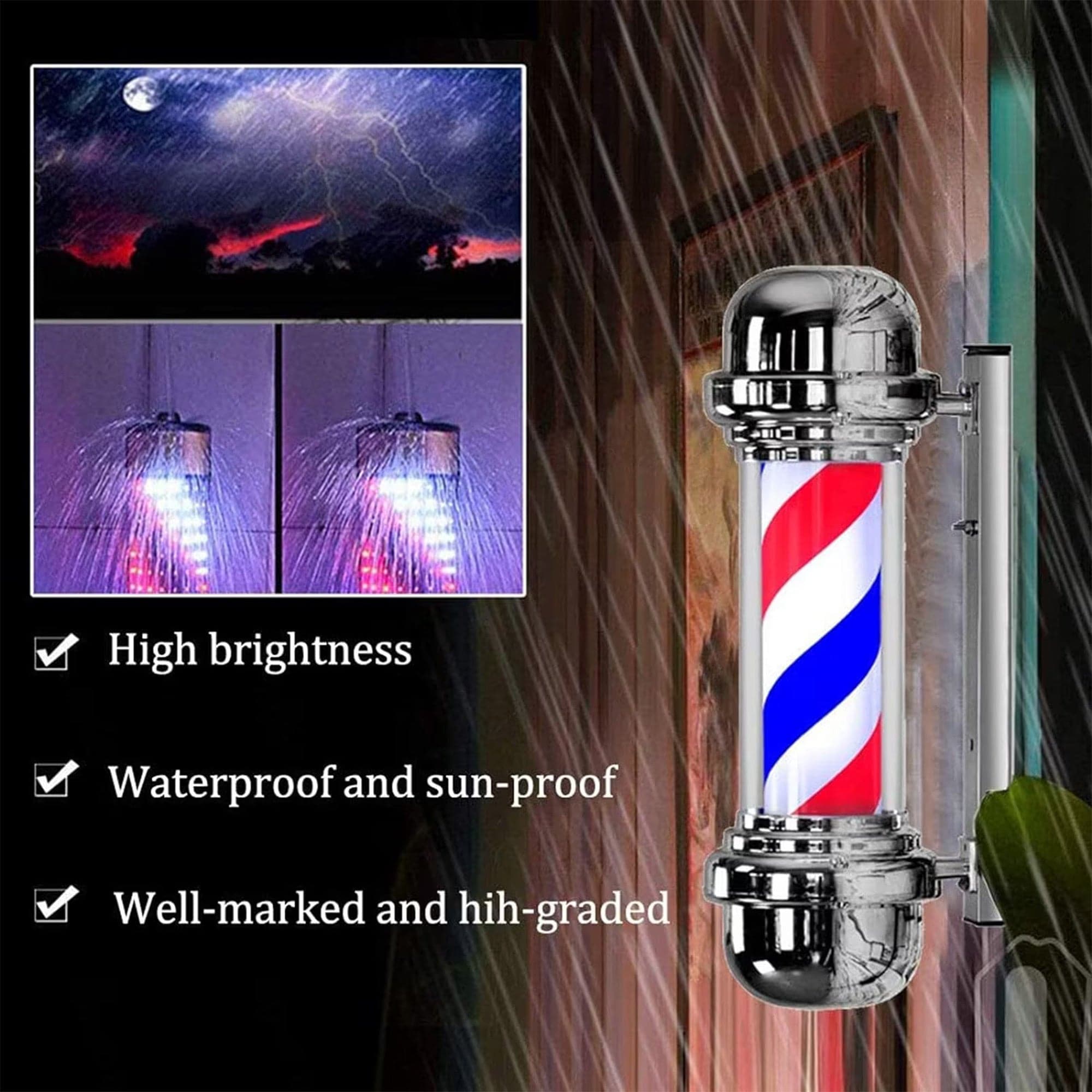 Gabri - Barber Pole Light (Silver Red White Blue Stripes) 70cm