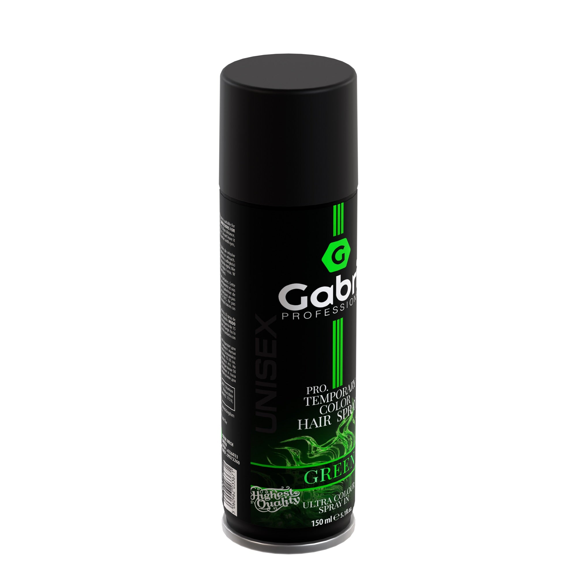 Gabri Professional - Temporary Hair Colour Dye Spray Green 150ml