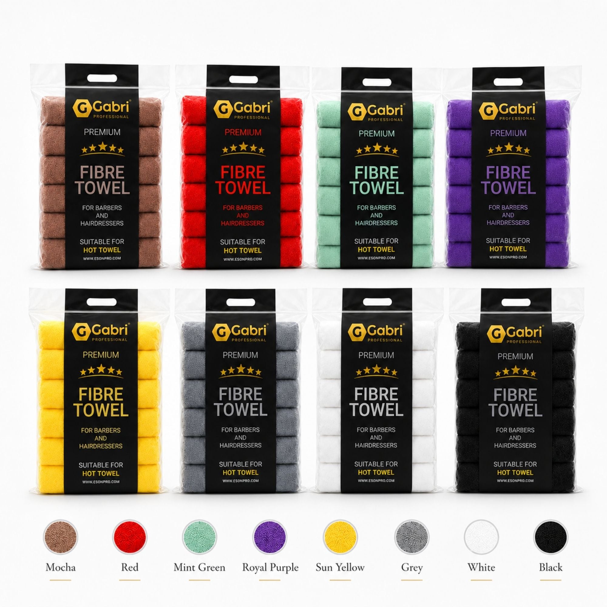 Gabri - Premium Salon Fibre Towel Black (Pack of 6)