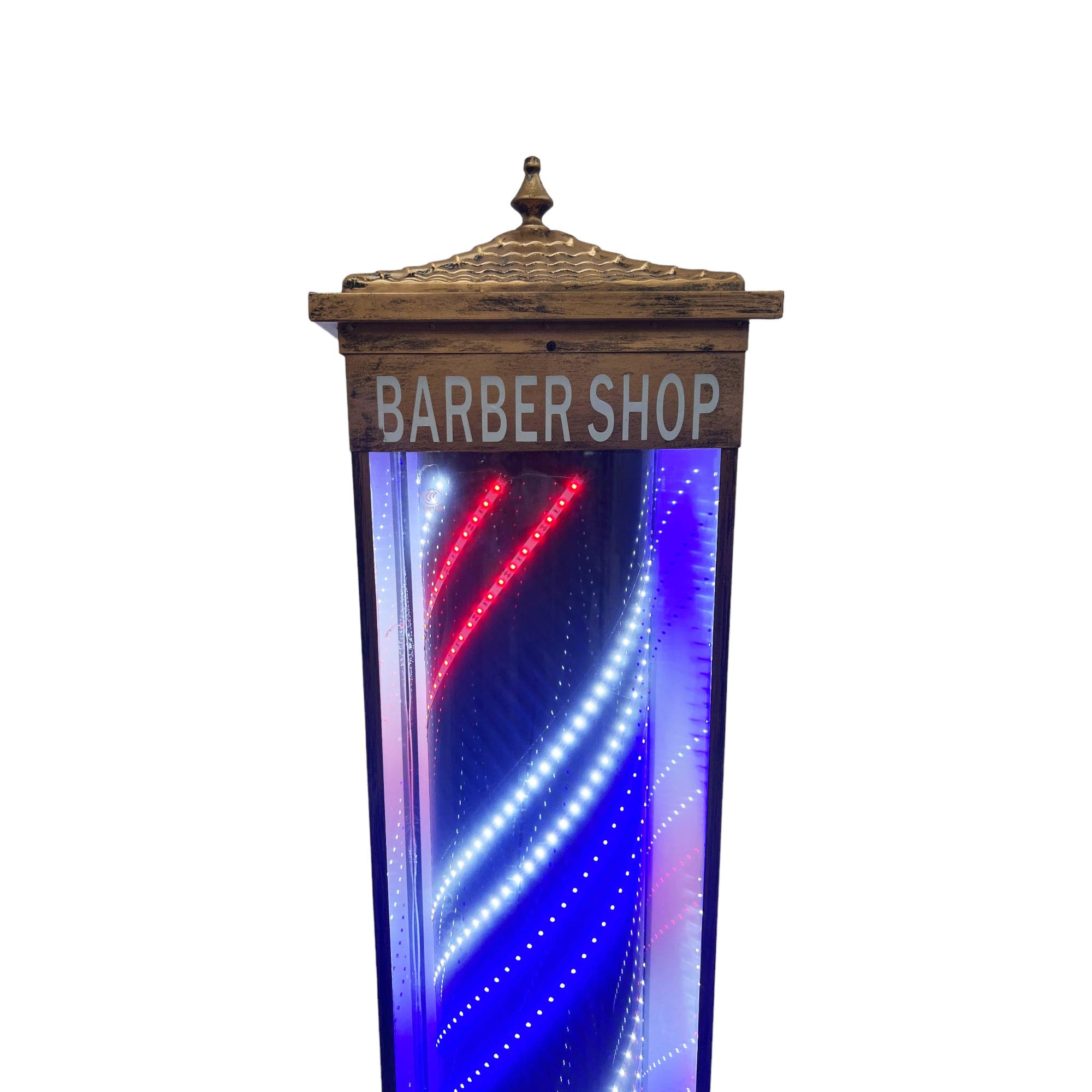 Gabri - Lantern Style Classic Barber Pole Floor Digital Led Light (Bronze & Black Rotating Illuminating Stripes) 1.8m