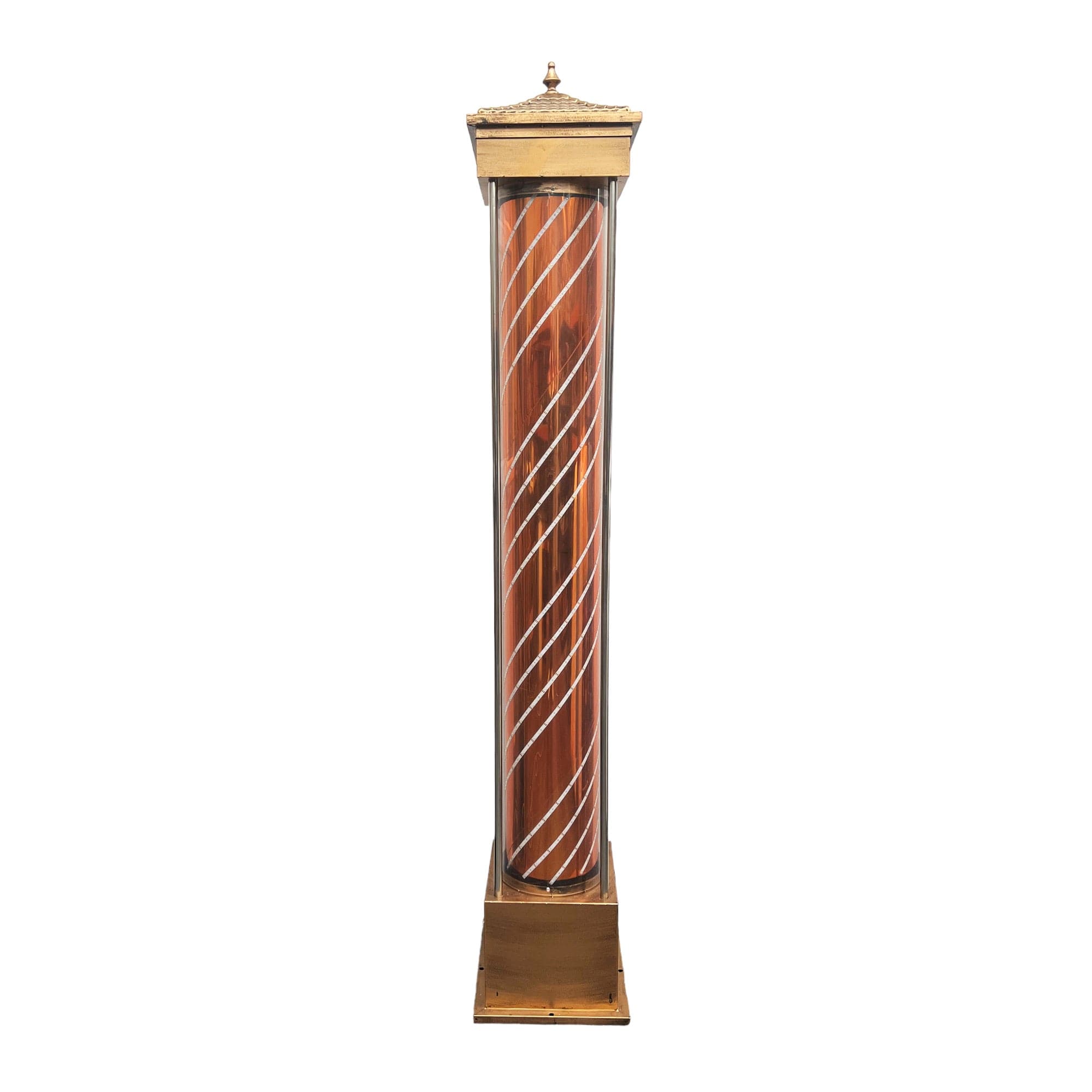 Gabri - Lantern Style Classic Barber Pole Floor Digital Led Light (Bronze & Copper Rotating Illuminating Stripes) 2.1m