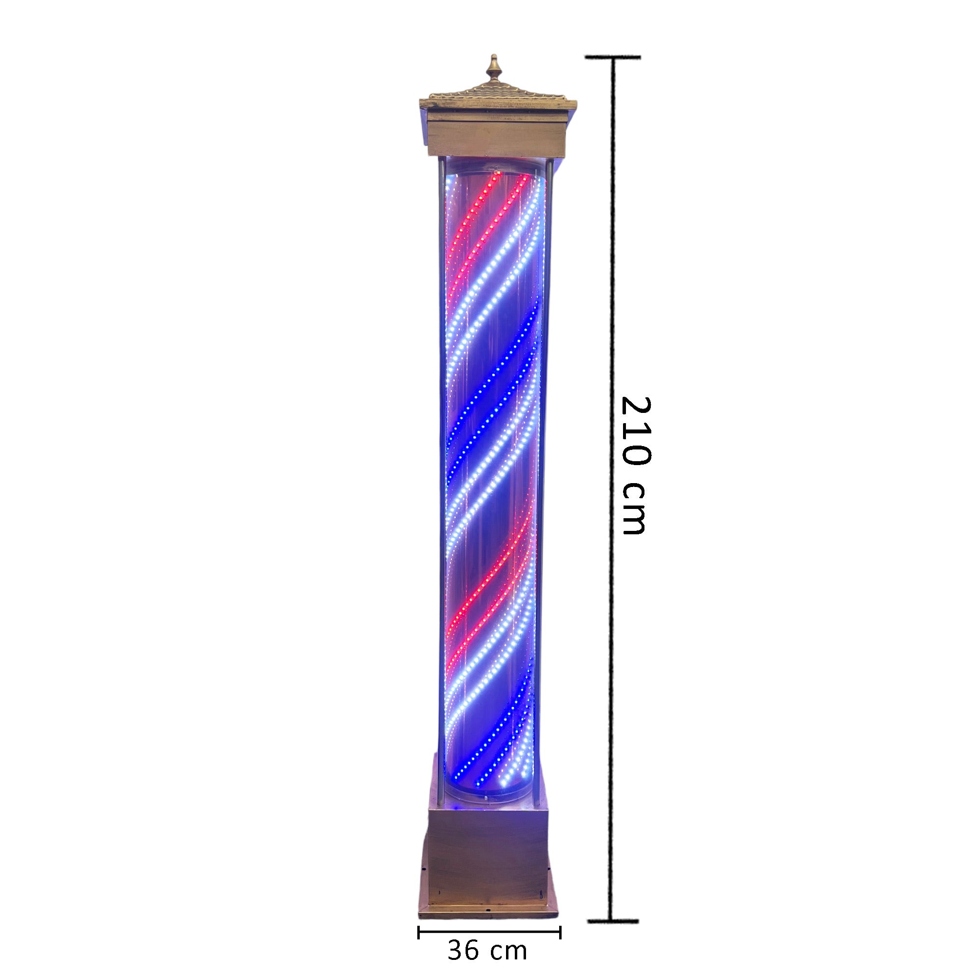 Gabri - Lantern Style Classic Barber Pole Floor Digital Led Light (Bronze & Copper Rotating Illuminating Stripes) 2.1m