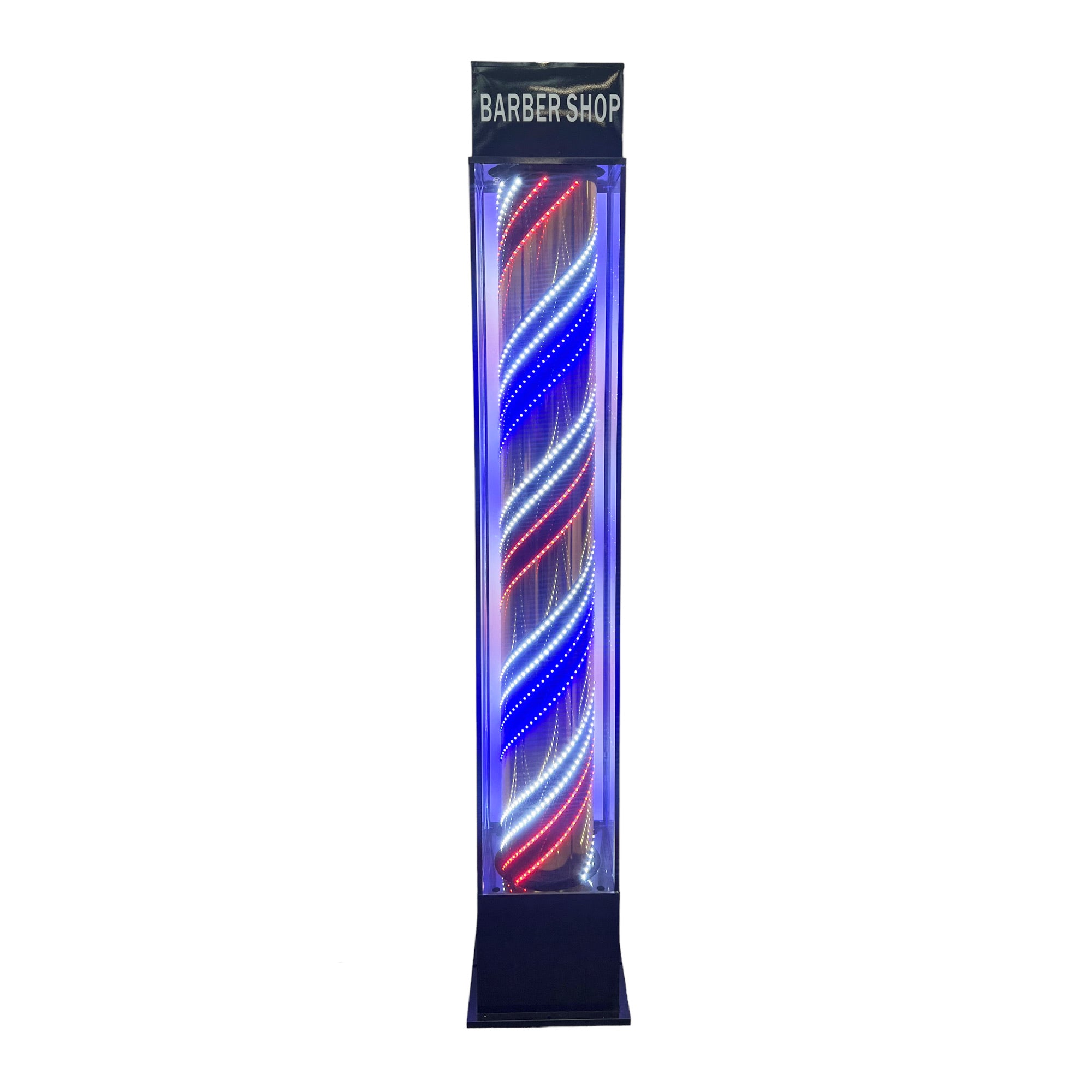 Gabri - Barber Pole Led Light Floor Lantern Style  (Black Rotating Illuminating Stripes) 2.3m