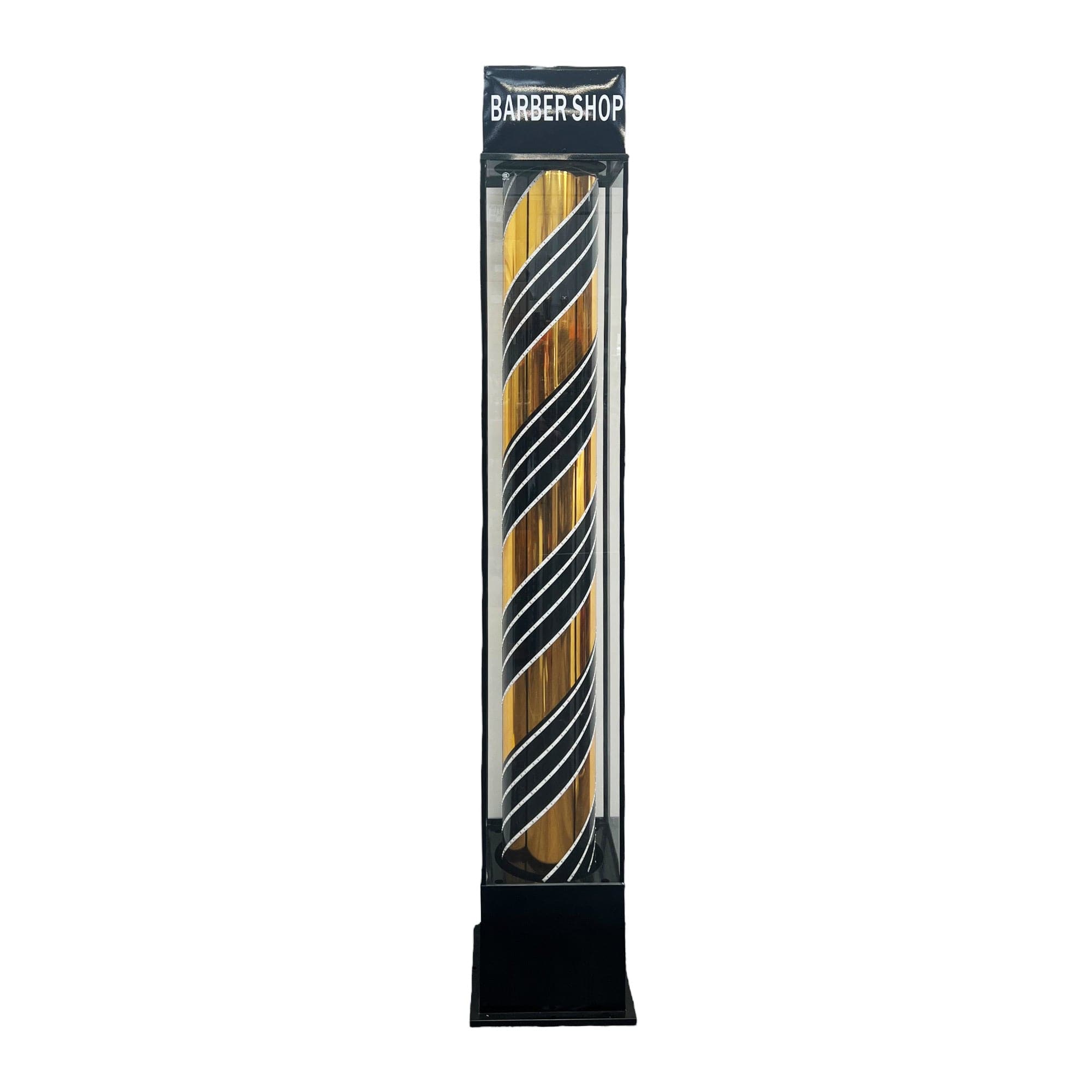 Gabri - Long Classic Barber Pole Floor Digital Led Light (Black Rotating Illuminating Stripes) 2.3m
