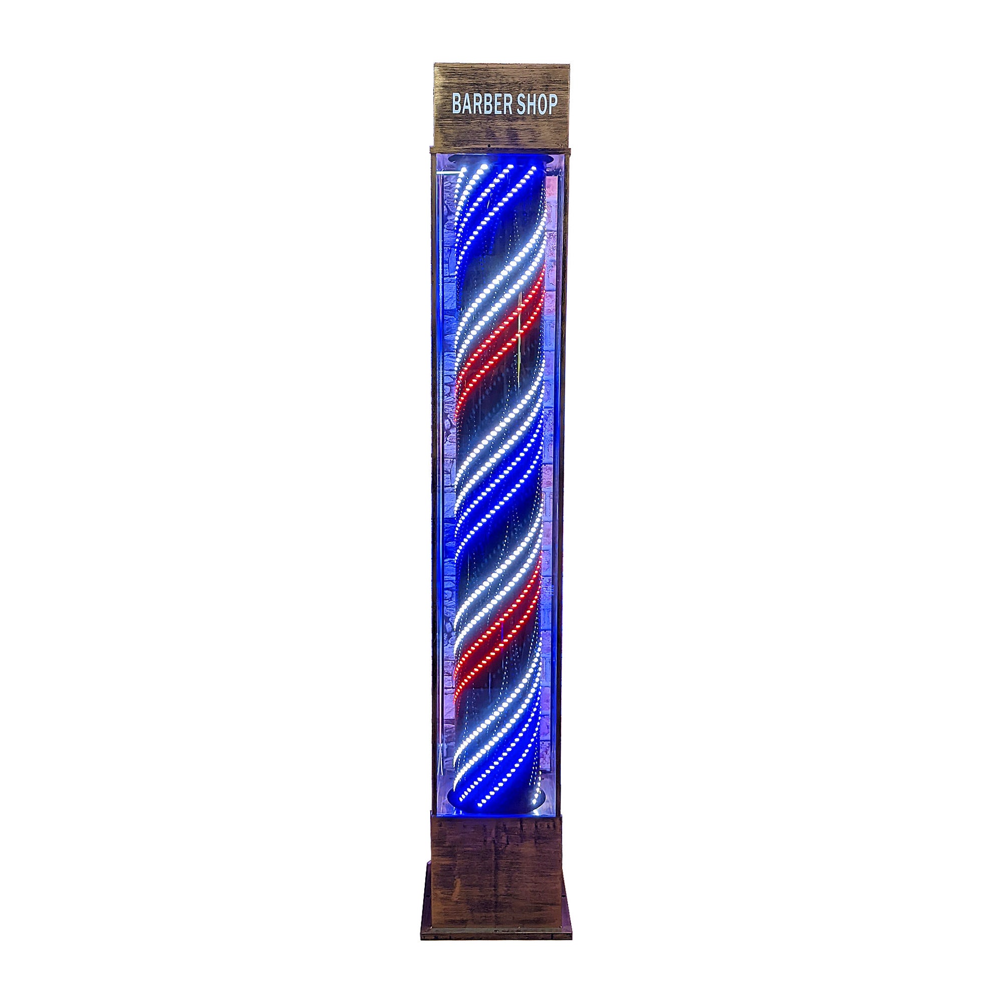 Gabri - Long Classic Barber Pole Floor Digital Led Light (Bronze Rotating Illuminating Stripes) 2.3m