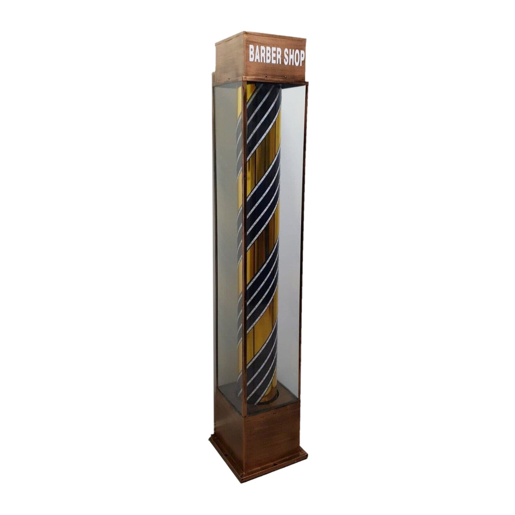 Gabri - Long Classic Barber Pole Floor Digital Led Light (Bronze Rotating Illuminating Stripes) 2.3m