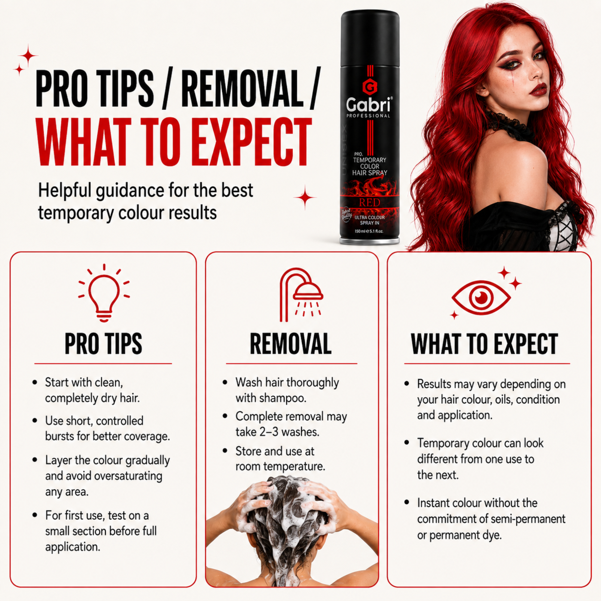 Gabri Professional - Pro Temporary Hair Colour Shimmer Spray Red 150ml