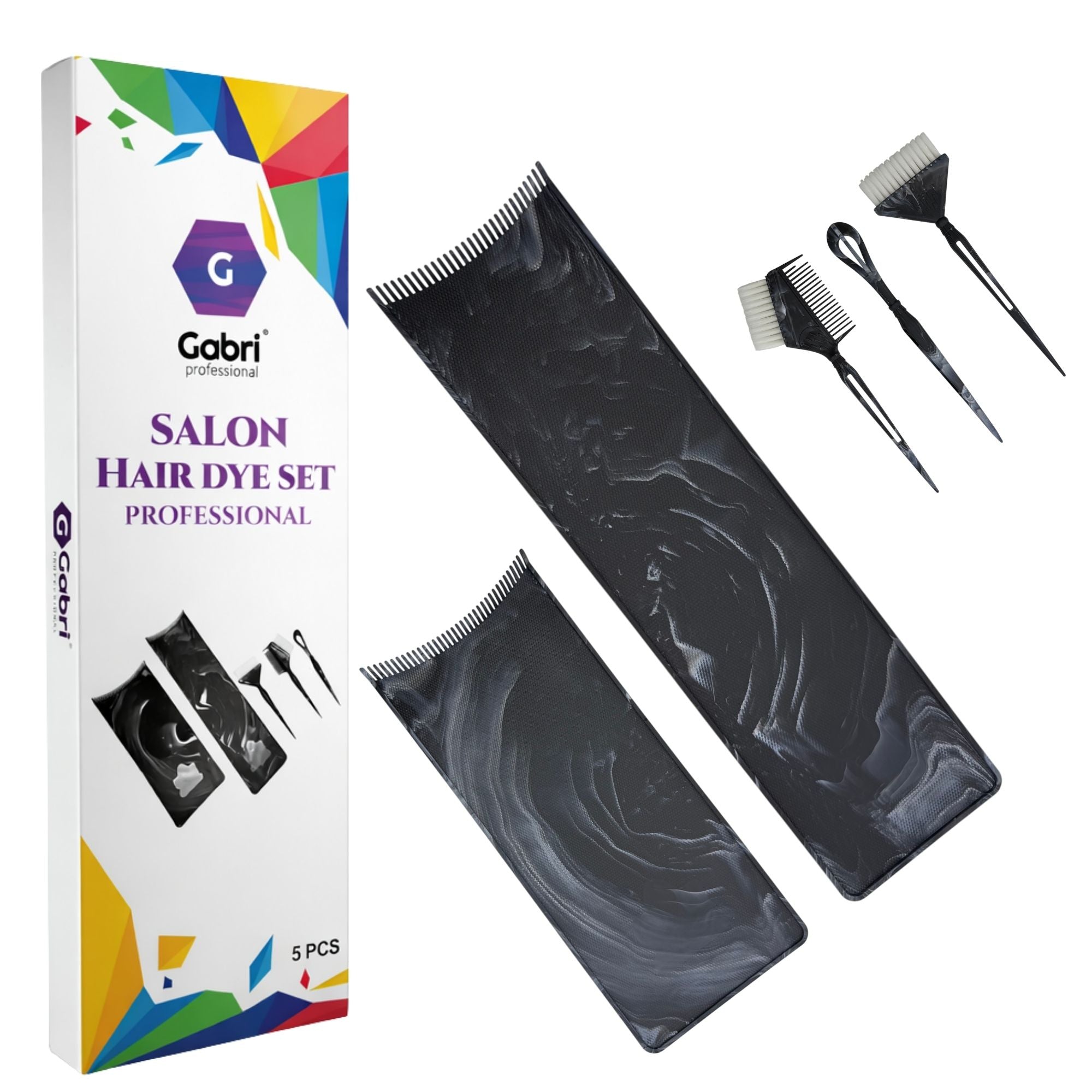 Gabri - Salon Hair Dye & Tinting Set (5 Piece) – Black Marble Effect