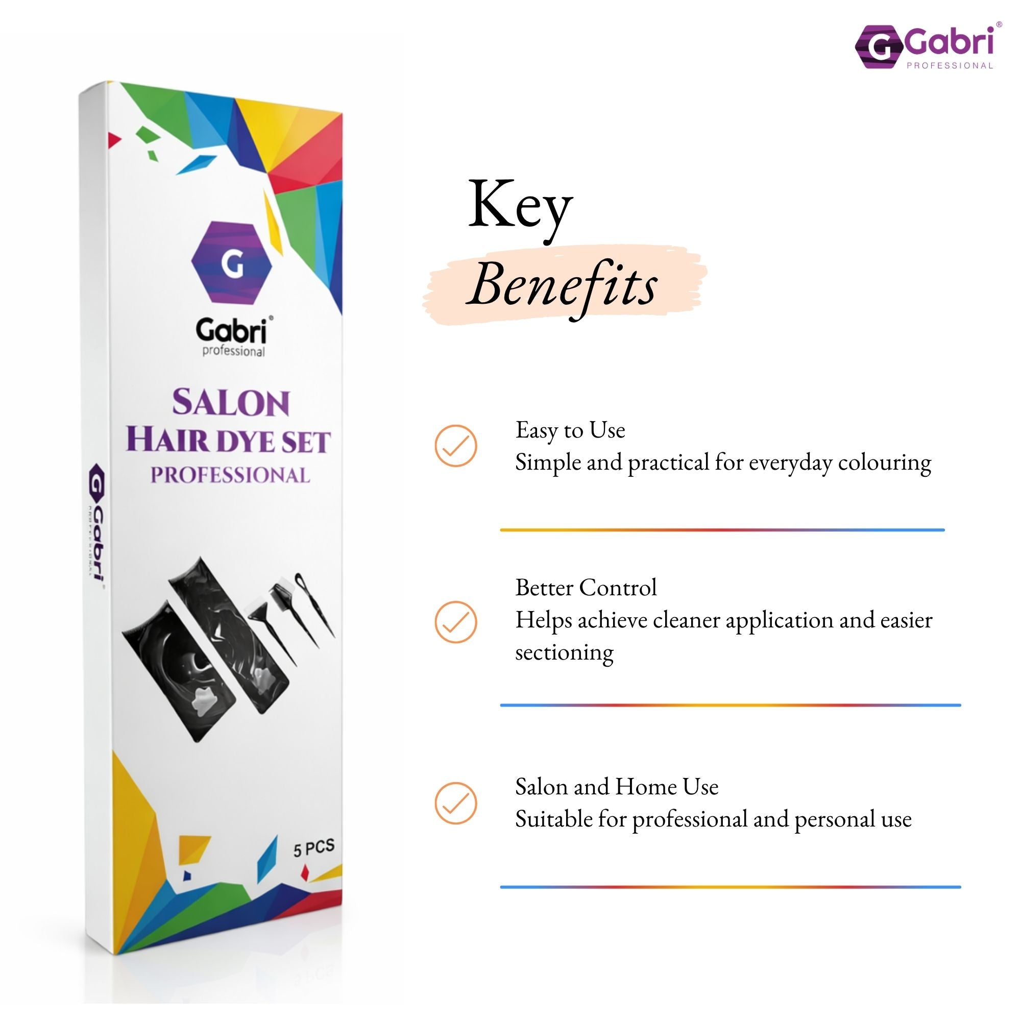 Gabri - Salon Hair Dye & Tinting Set (5 Piece) – Black Marble Effect