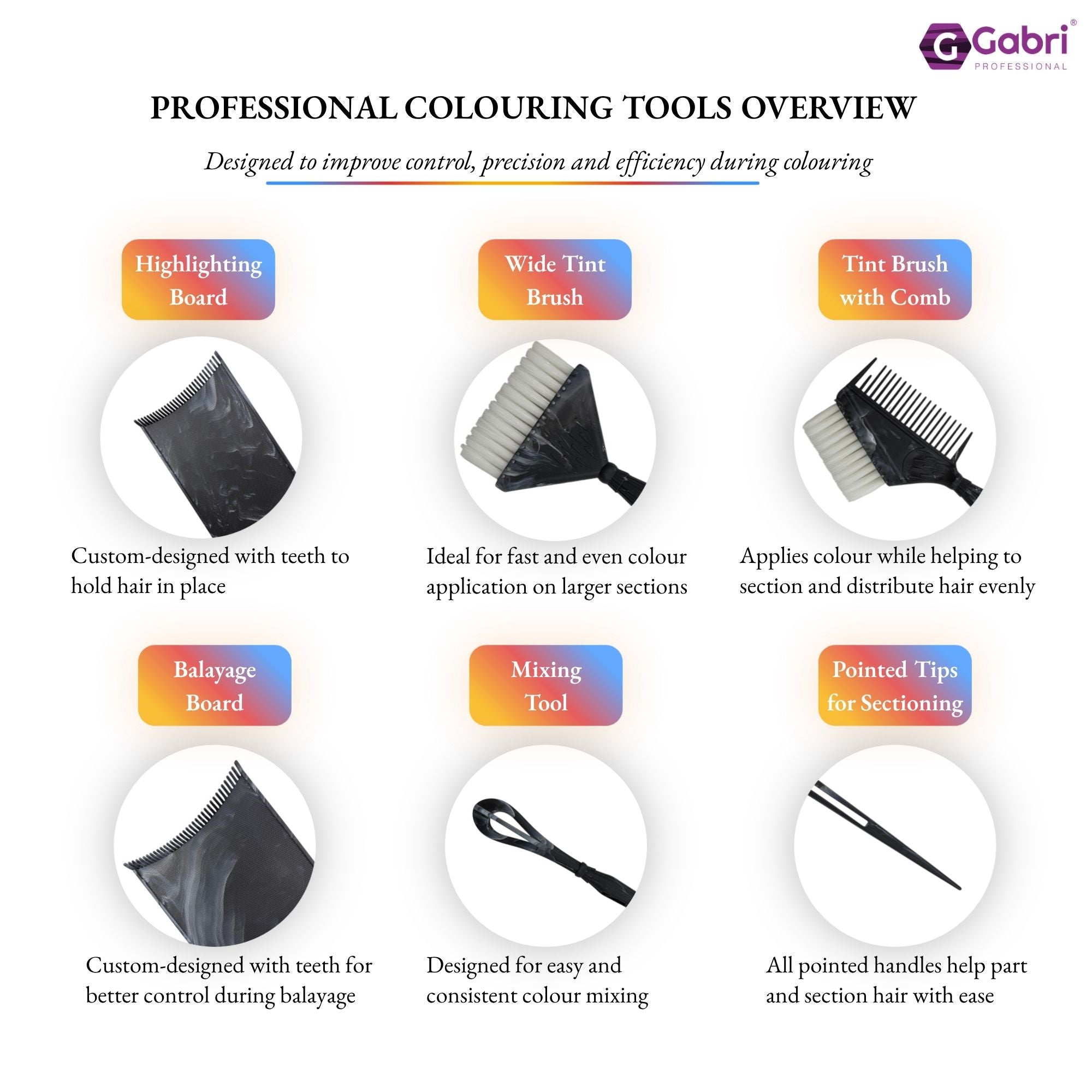 Gabri - Salon Hair Dye & Tinting Set (5 Piece) – Black Marble Effect