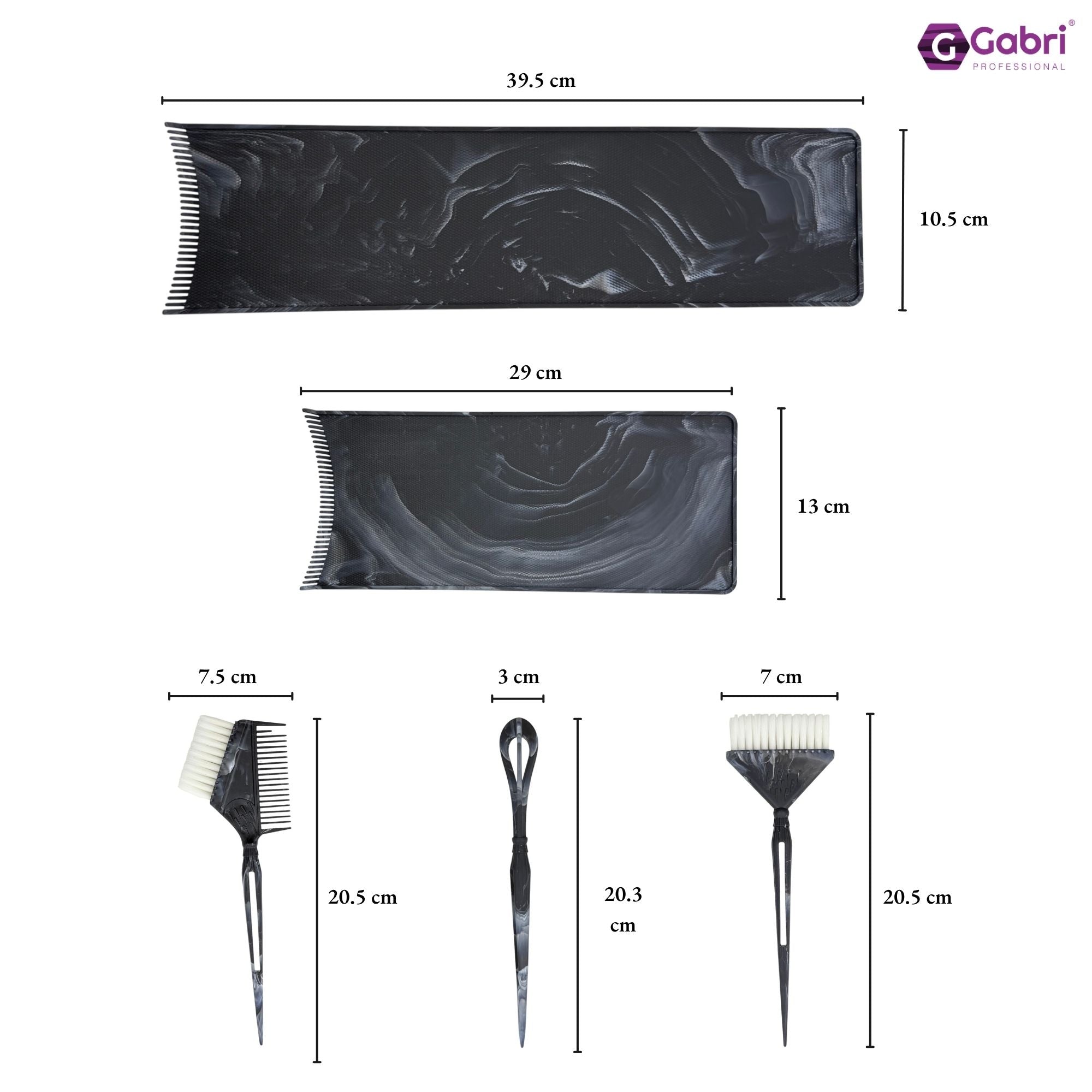 Gabri - Salon Hair Dye & Tinting Set (5 Piece) – Black Marble Effect