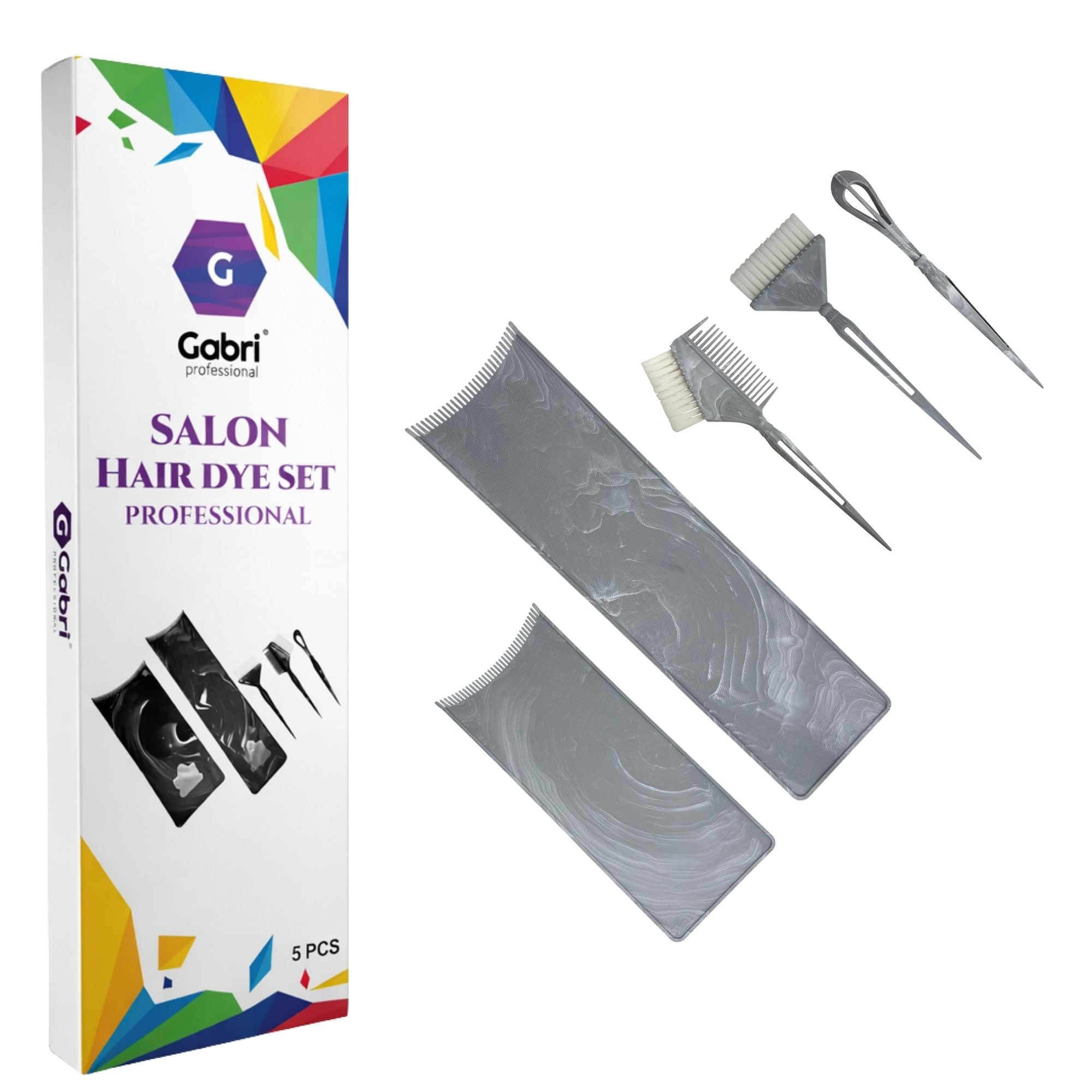 Gabri - Salon Hair Dye & Tinting Set (5 Piece) – Grey Marble Effect
