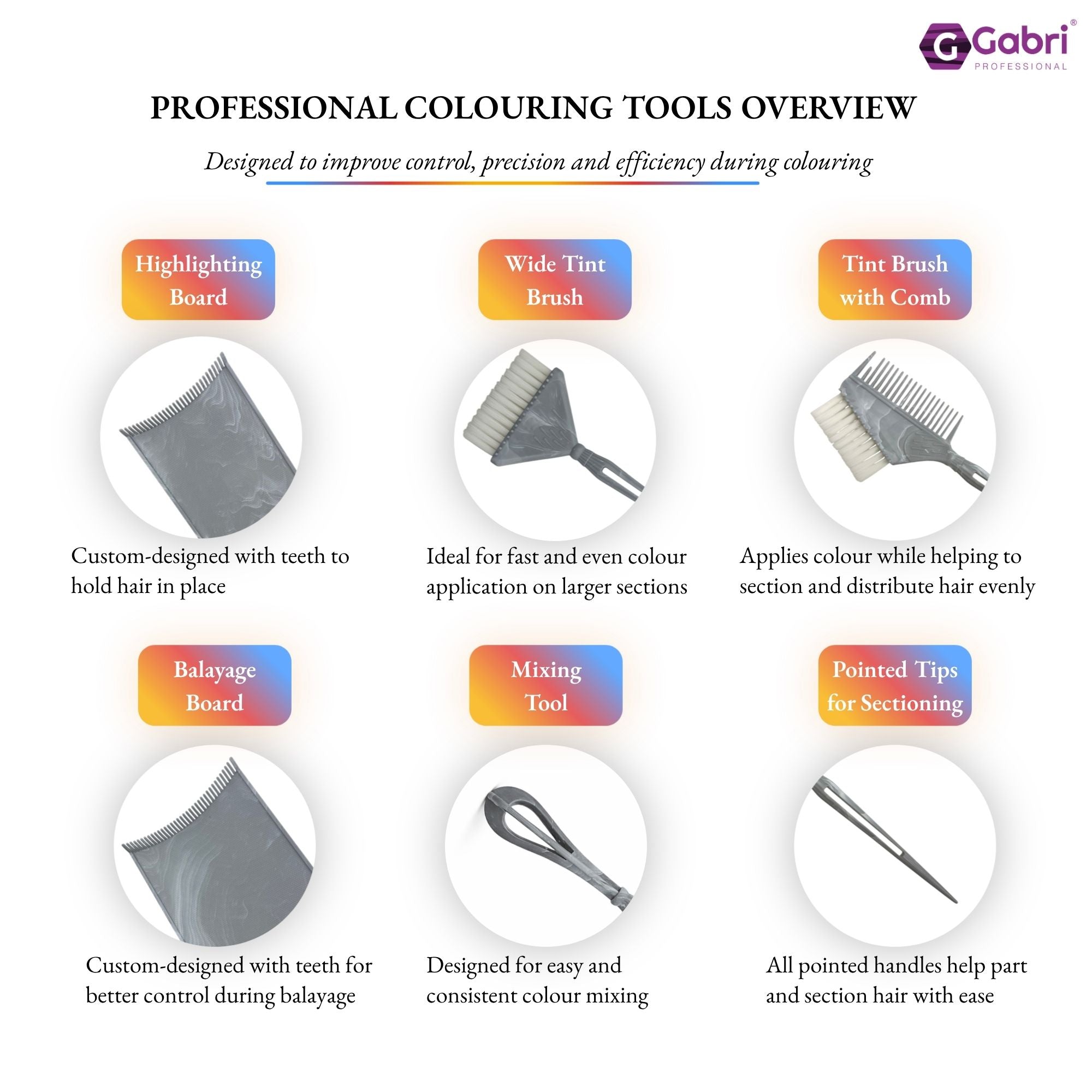 Gabri - Salon Hair Dye & Tinting Set (5 Piece) – Grey Marble Effect