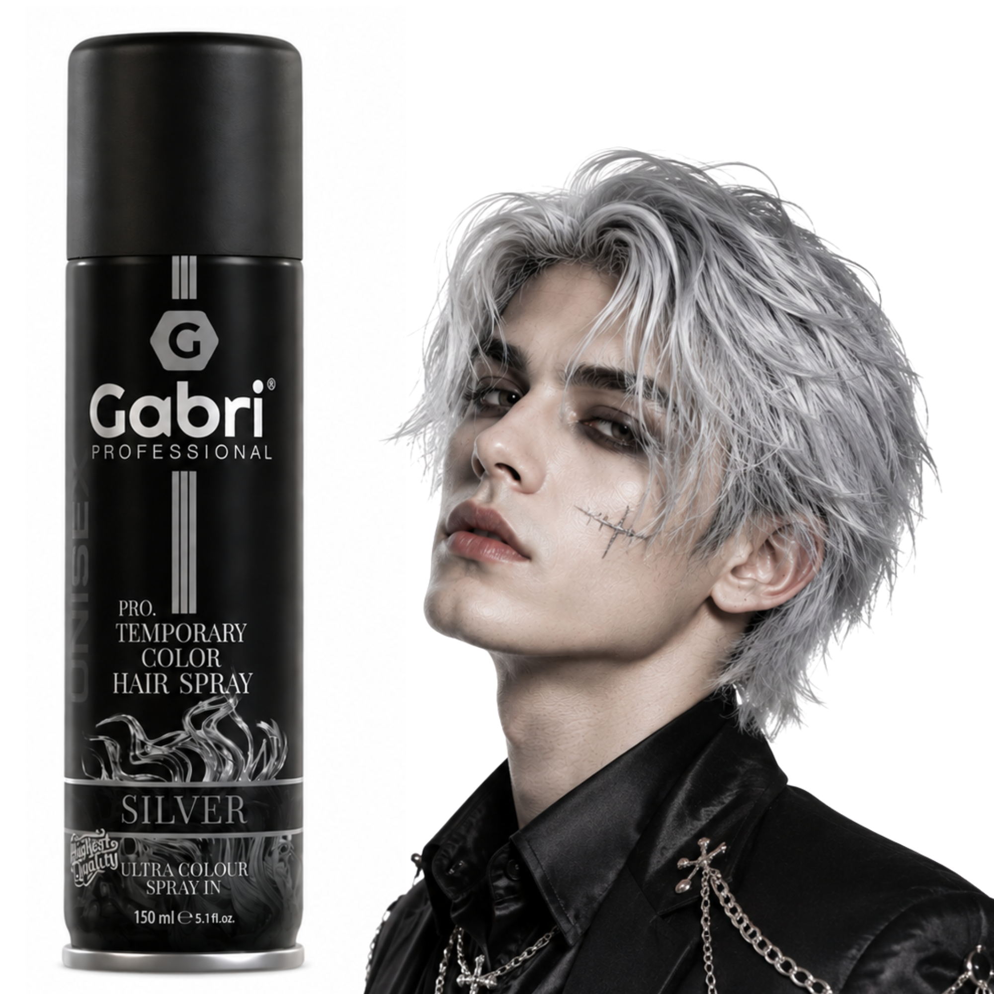 Gabri Professional - Pro Temporary Hair Colour Shimmer Spray Silver 150ml