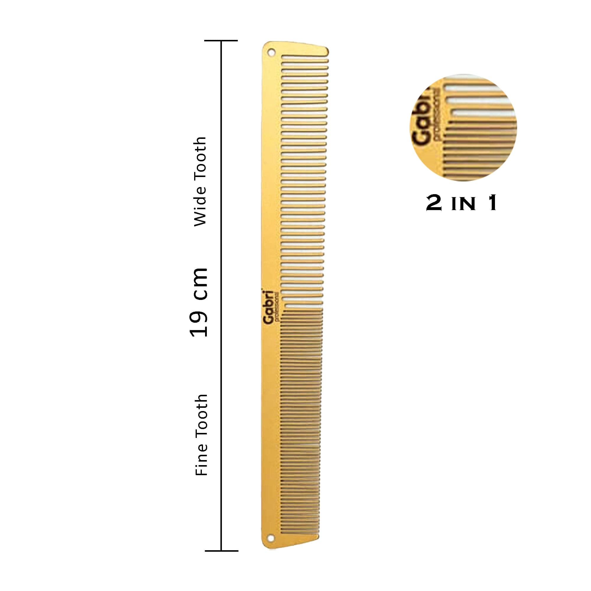 Gabri - Hair Taper Comb Fine Tooth Gold Metal 19cm