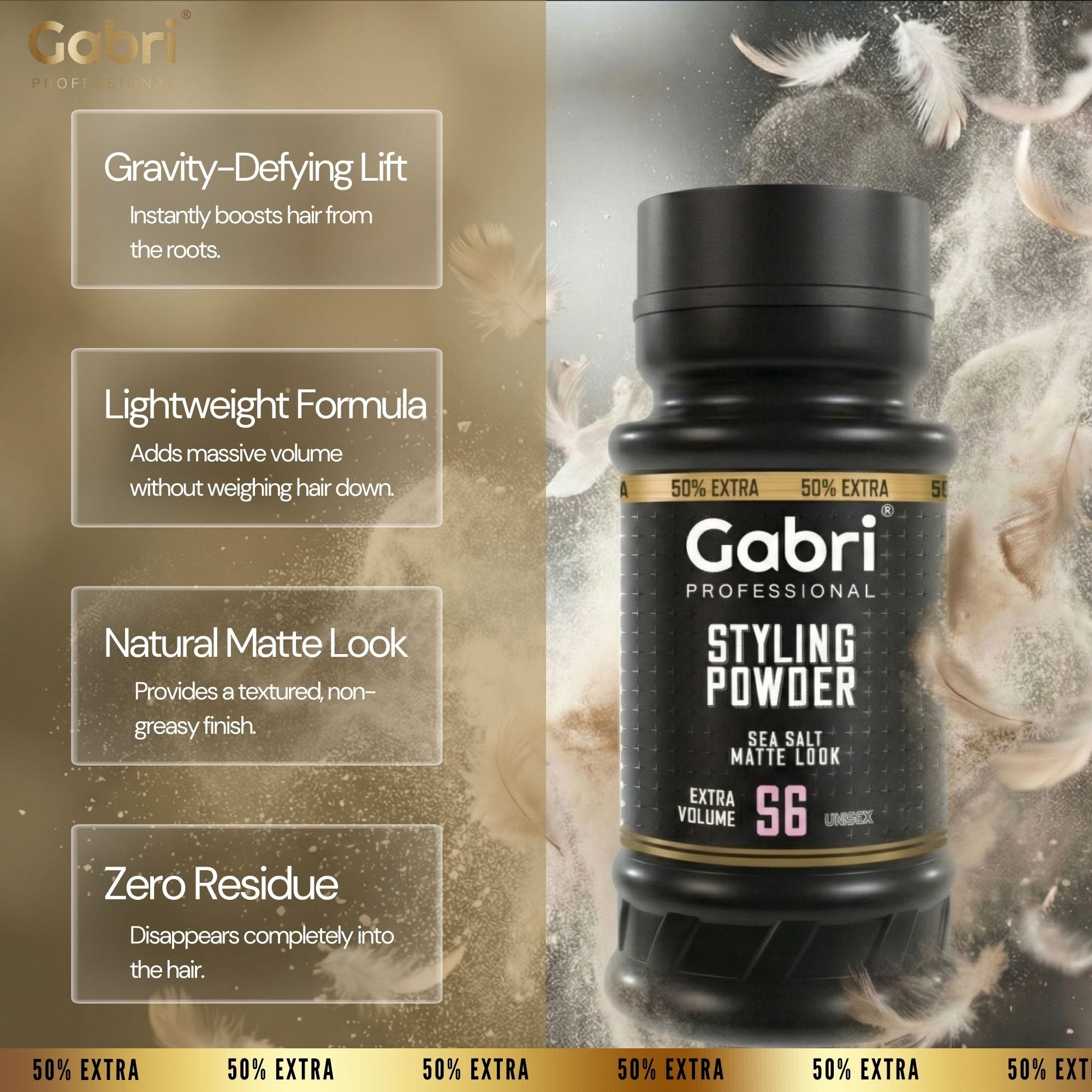 Gabri Professional -  Hair Styling Powder Sea Salt Matte Look S6 Extra Volume 32g