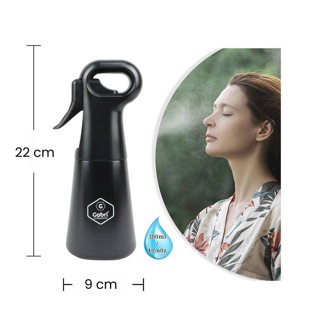 Gabri - Water Spray Bottle 300ml Empty Refillable Extreme Mist Trigger Sprayer Black