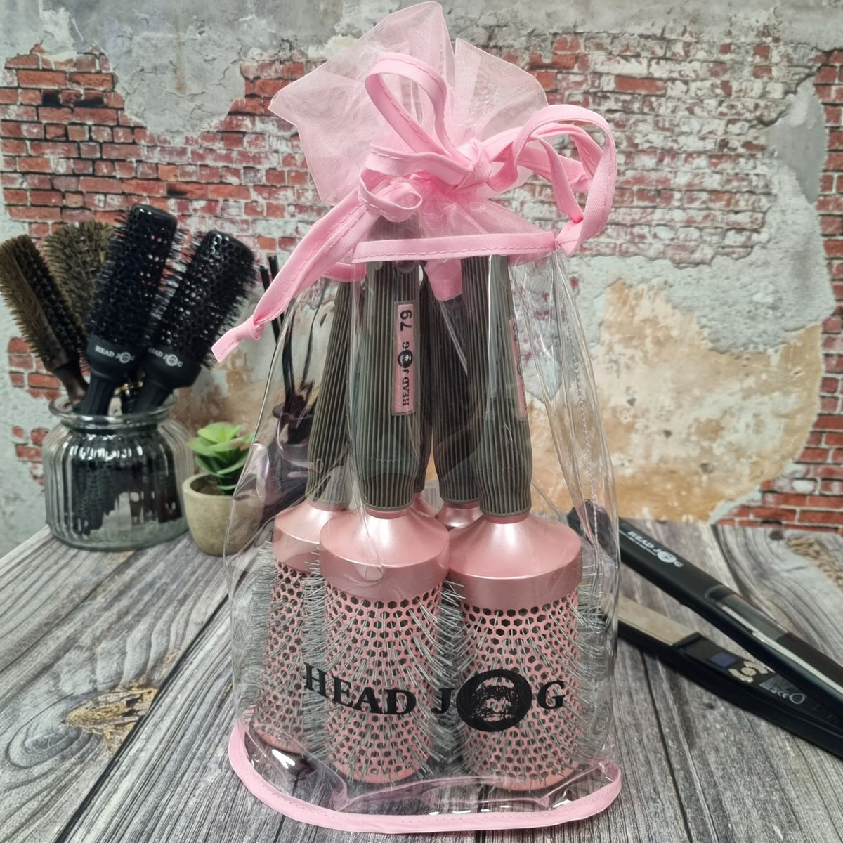 Head Jog - Ionic Ceramic Pink Round Brush 5 Piece Set