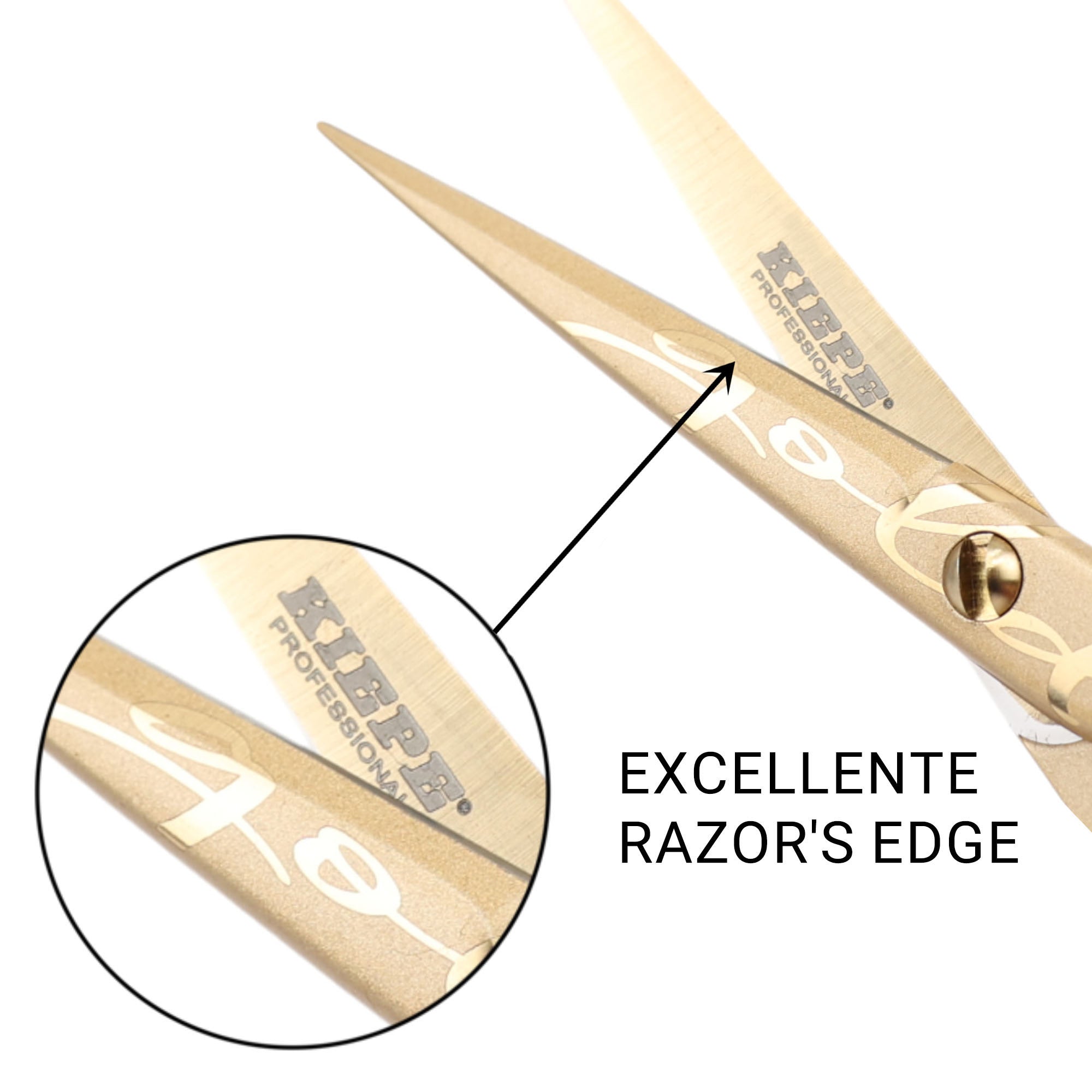 Kiepe - 2451 Luxury Gold Cut Razor Ergo Anatomic Scissors 6 Inch (16cm)