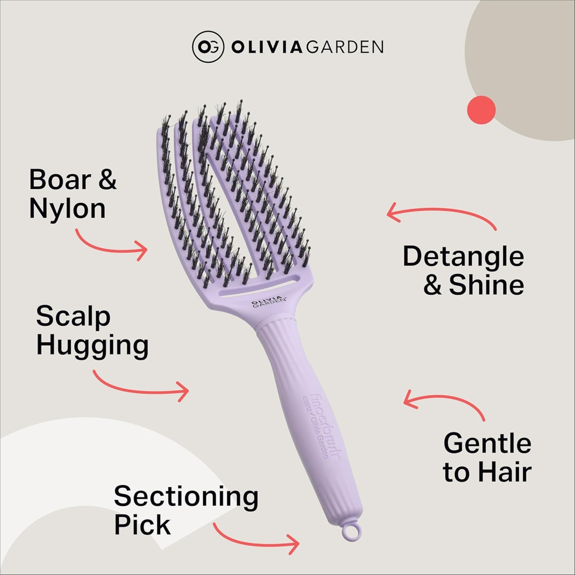 Olivia Garden - Fingerbrush Care Iconic Boar & Nylon Lavender