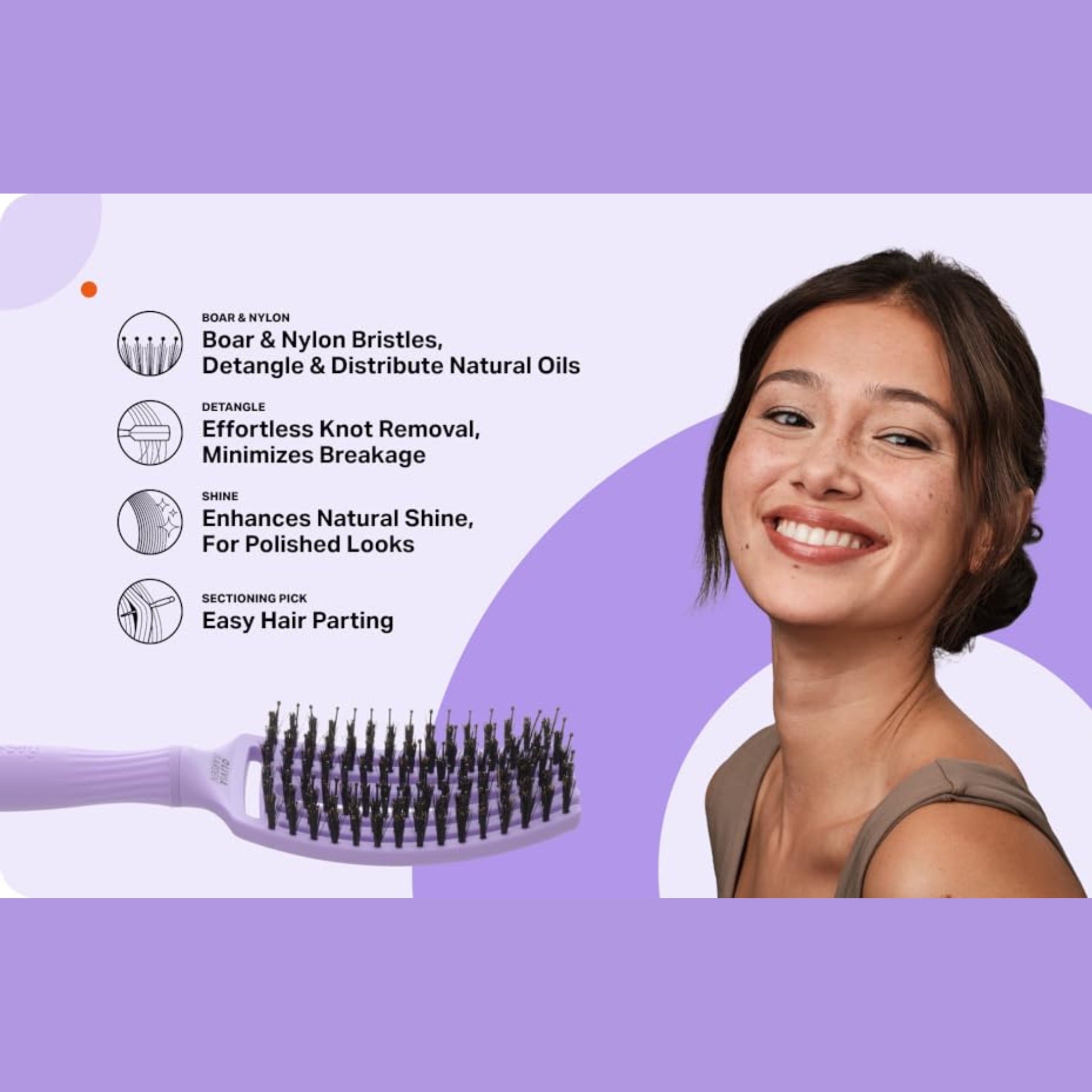 Olivia Garden - Fingerbrush Care Iconic Boar & Nylon Lavender