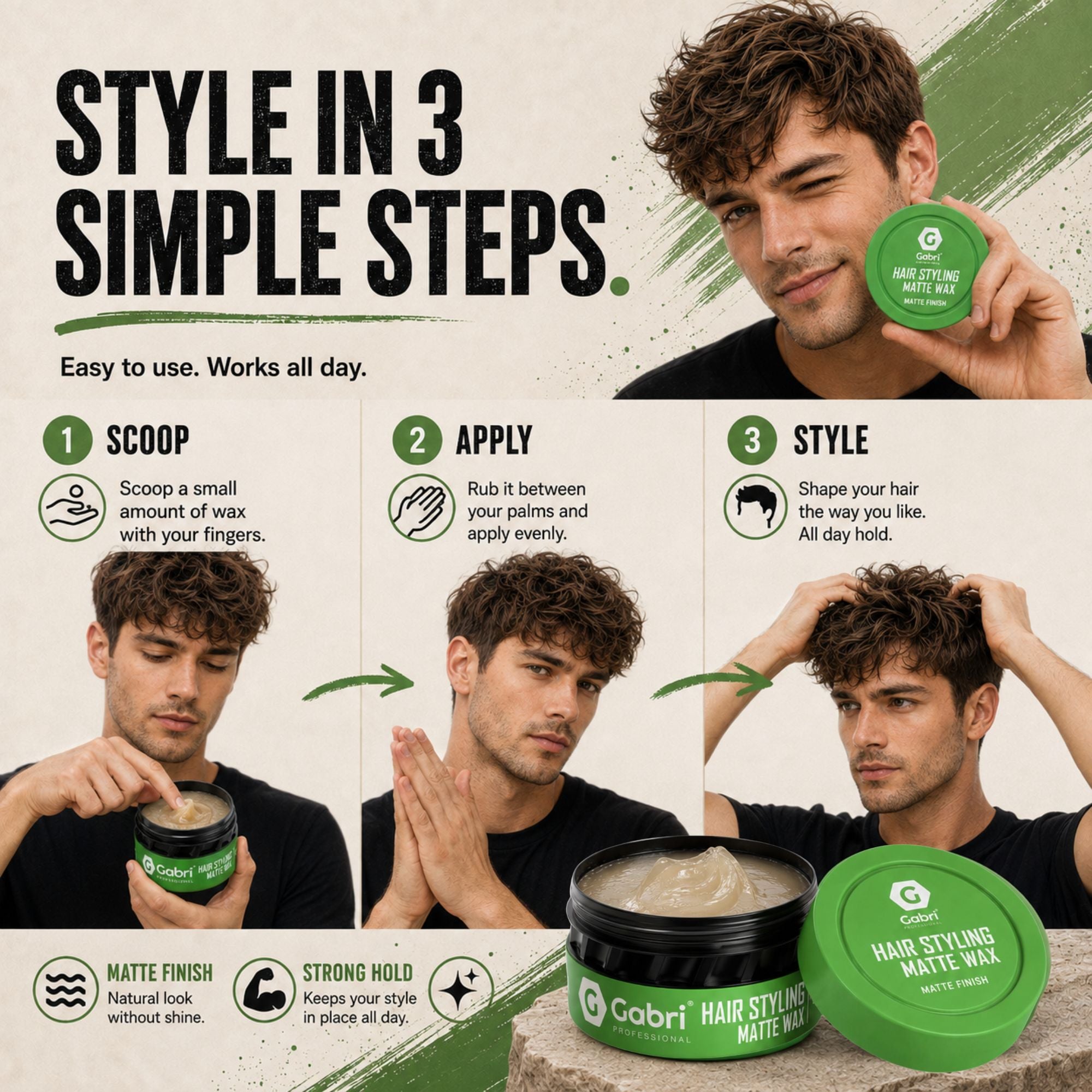 Gabri Professional - Hair Styling Matte Wax Matte Finish 150ml