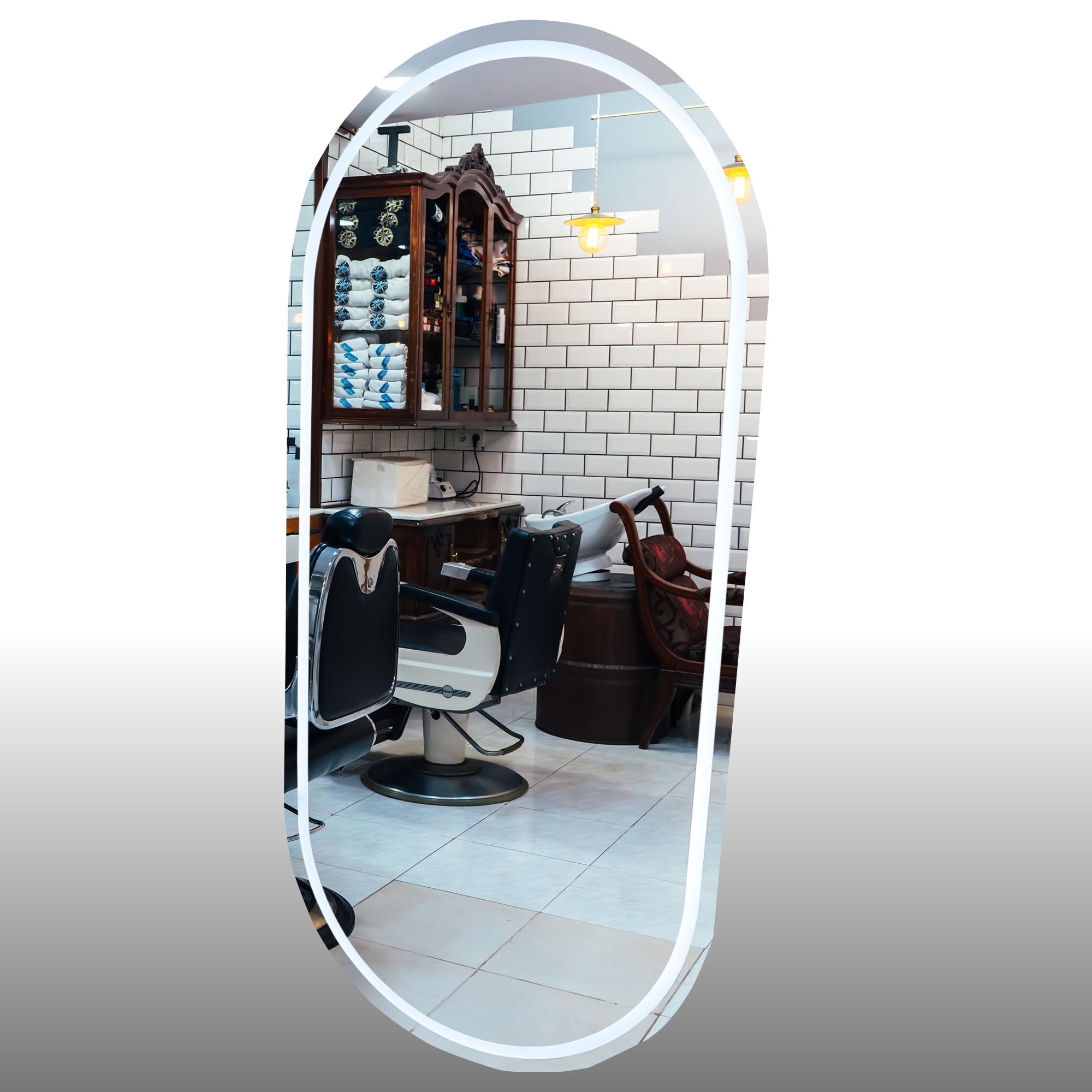 Salon Mirror - Oval LED with Border Light (Frameless)