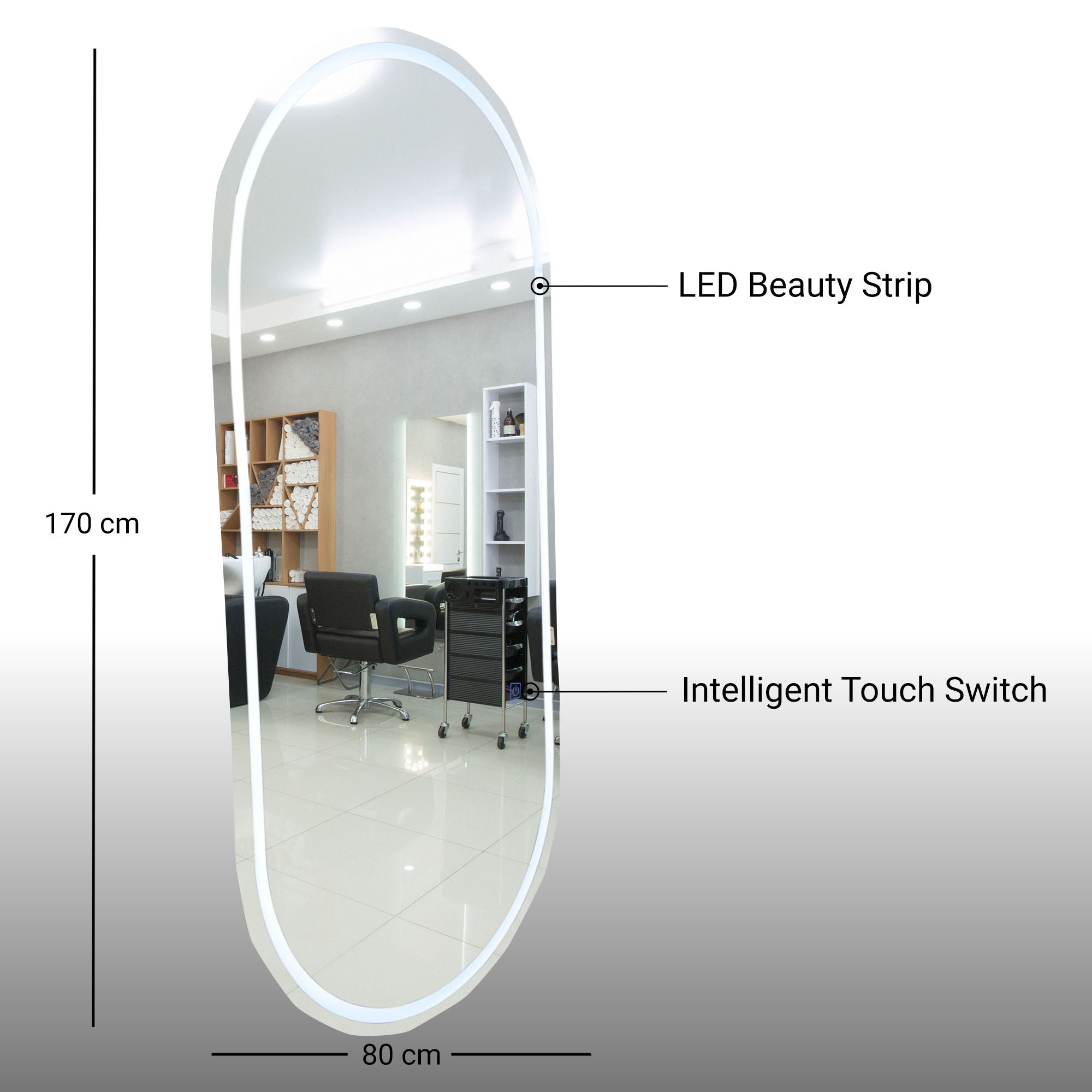 Salon Mirror - Oval LED with Border Light (Frameless)