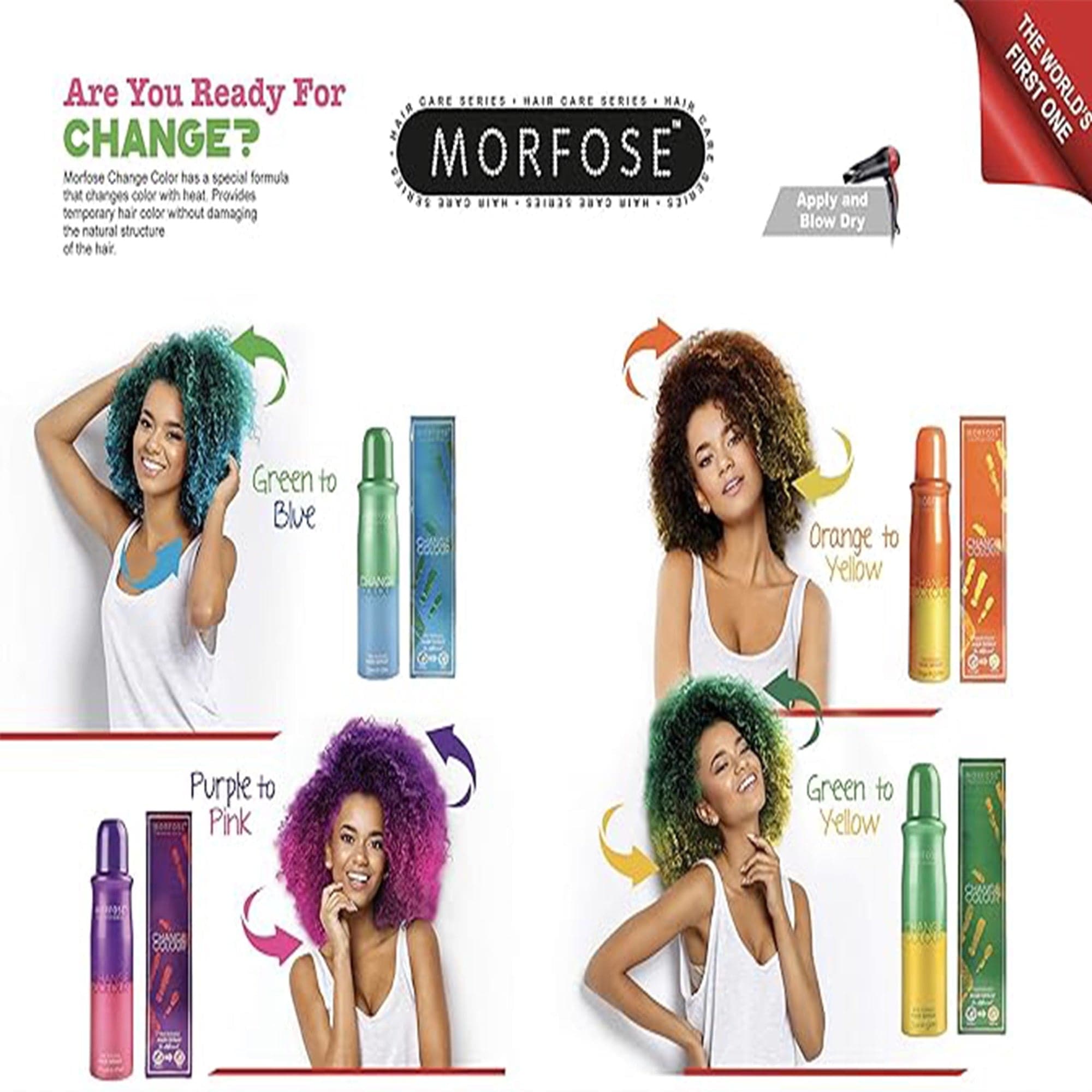 Morfose - Change Colour Hair Spray Green to Yellow 150ml