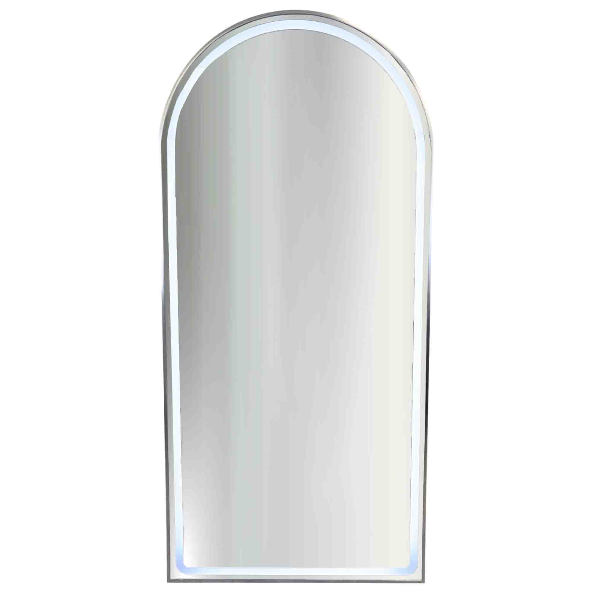 Salon Mirror - Arched LED with Silver Frame & Border Light