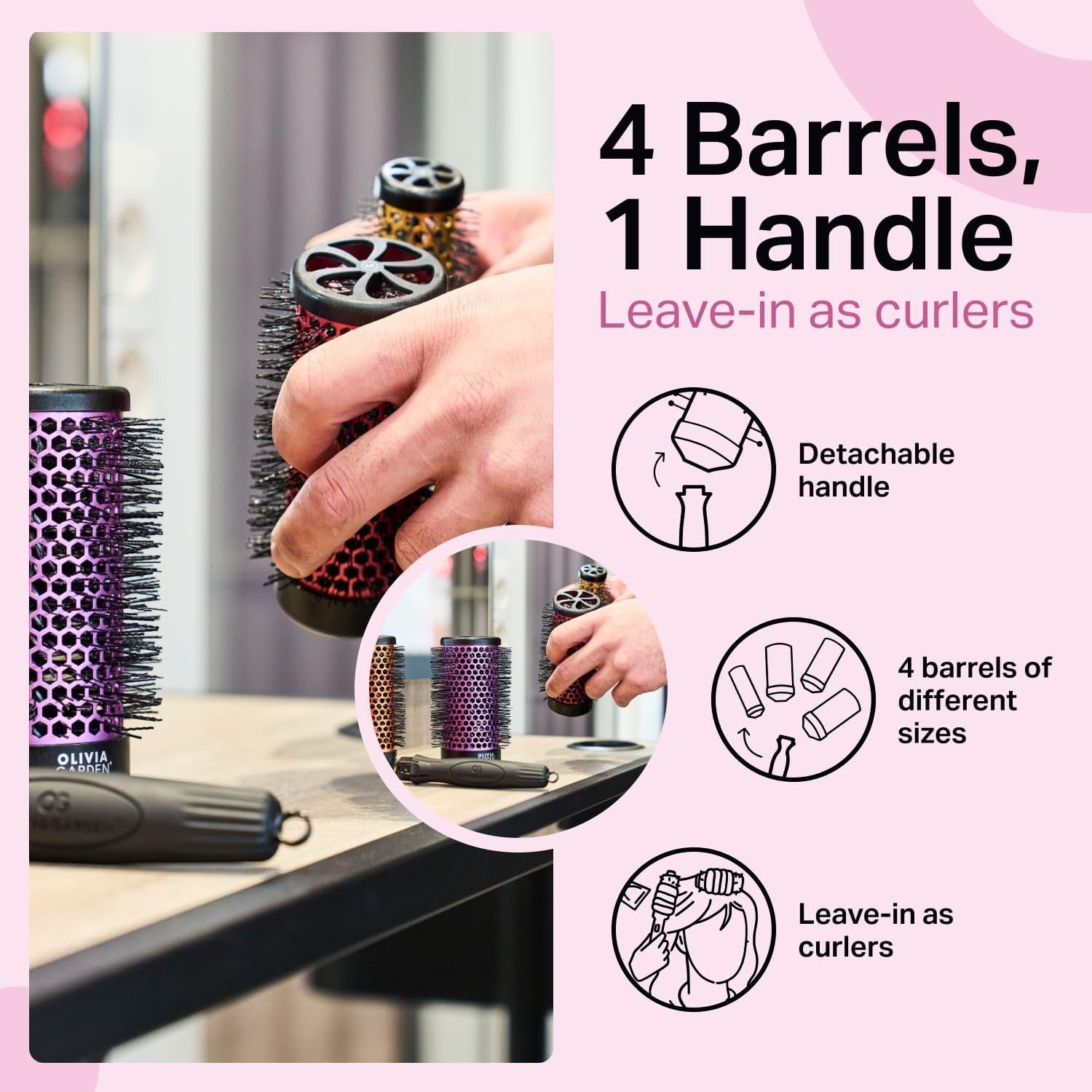 Olivia Garden -Multibrush Travel Kit (4 Barrels & 1 Handle)