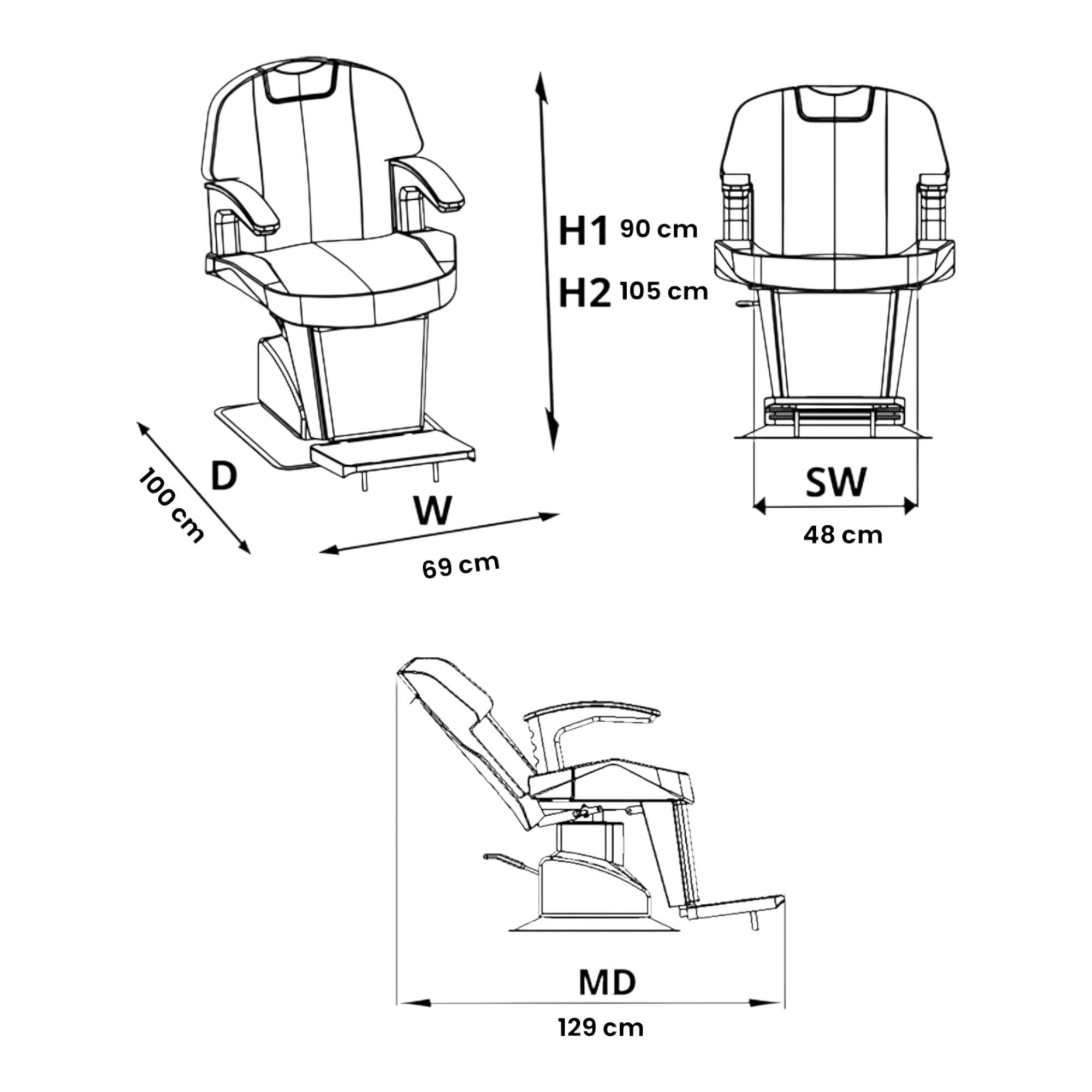 Alpeda - New Sports Man A Barber Chair (Black Finish)