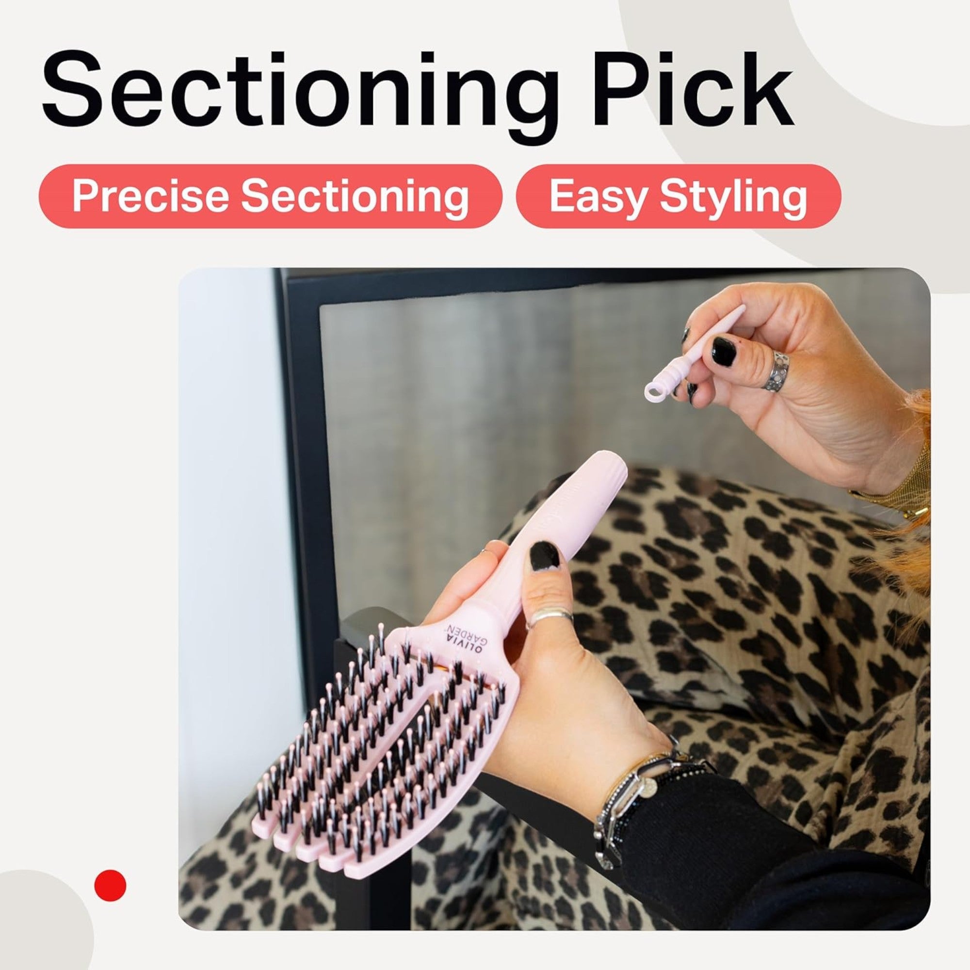 Olivia Garden - Fingerbrush Care Iconic Boar & Nylon Pastel Pink