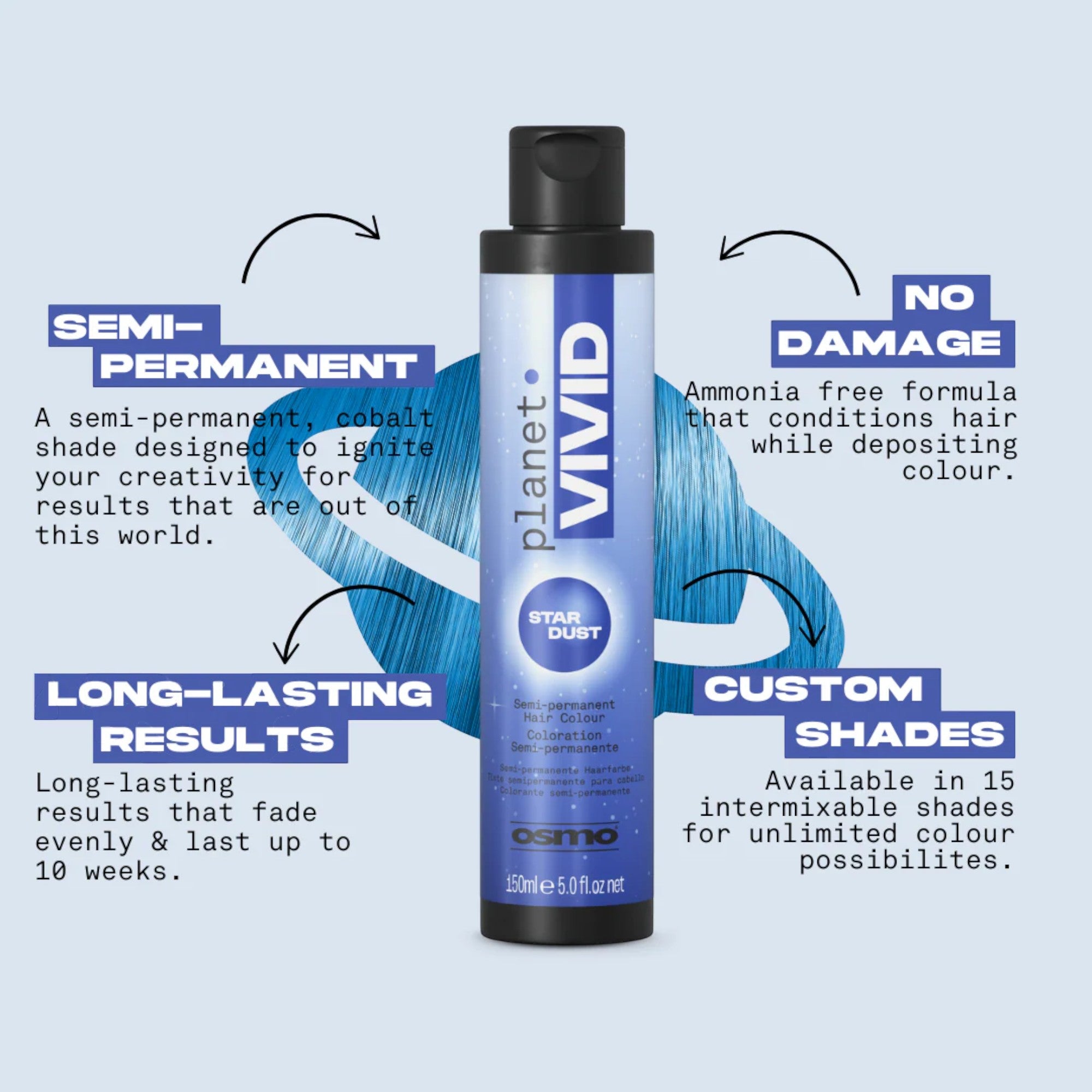 Osmo - Planet Vivid Semi-Permanent Hair Colour Stardust (Cobalt) 150ml