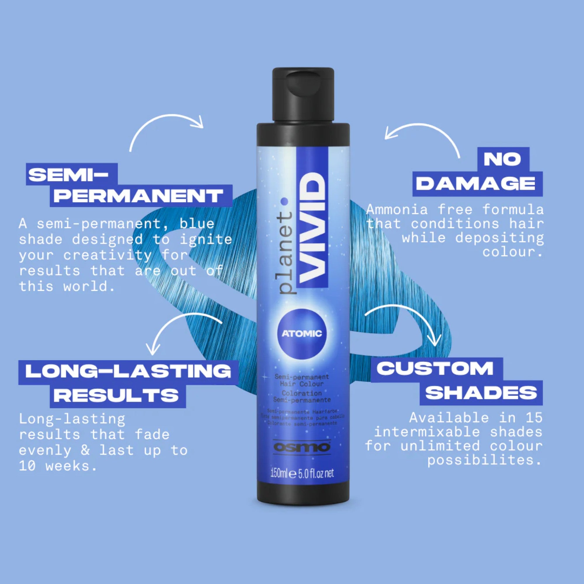 Osmo - Planet Vivid Semi-Permanent Hair Colour Atomic (Blue) 150ml