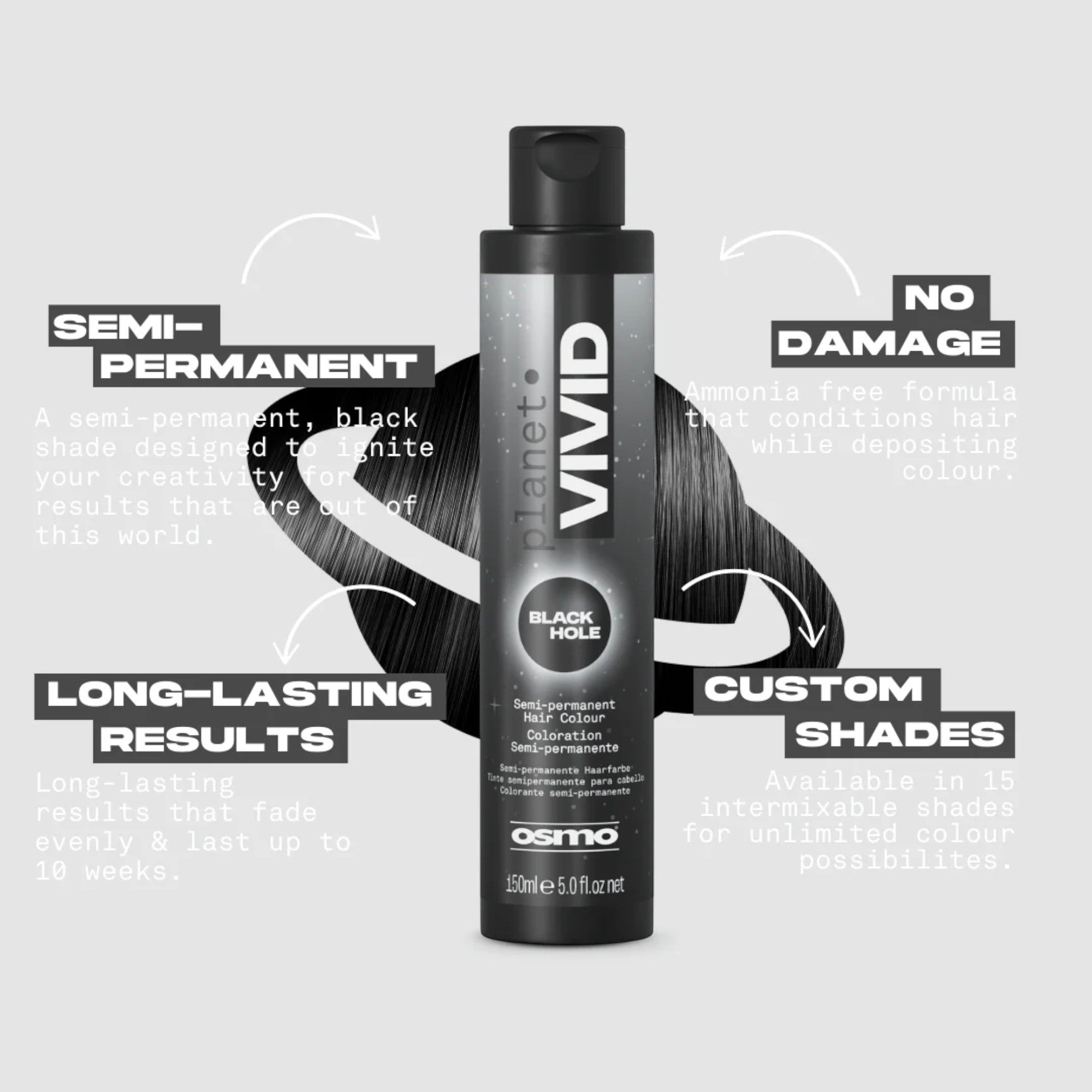 Osmo - Planet Vivid Semi-Permanent Hair Colour Black Hole (Black) 150ml