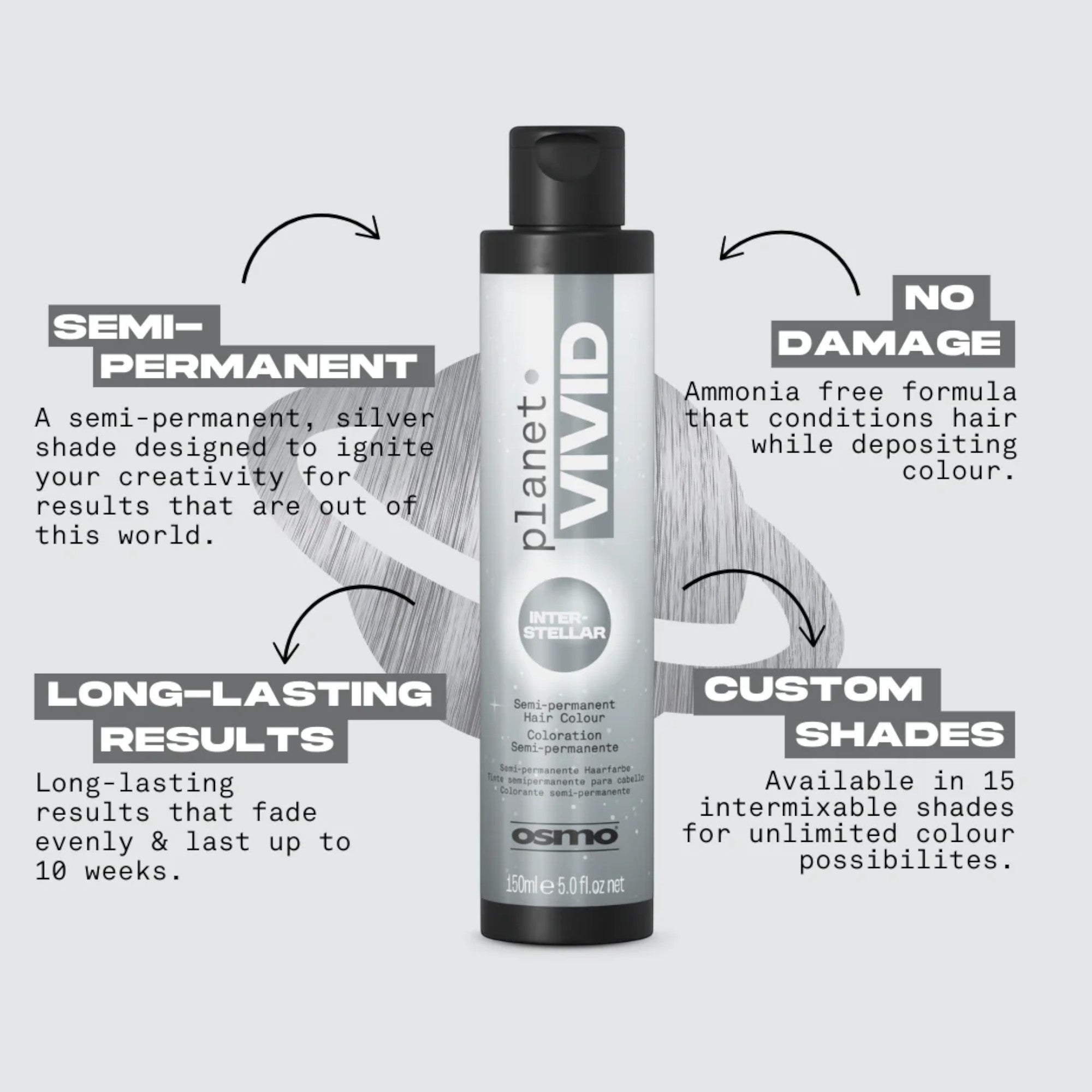 Osmo - Planet Vivid Semi-Permanent Hair Colour Interstellar (Silver) 150ml