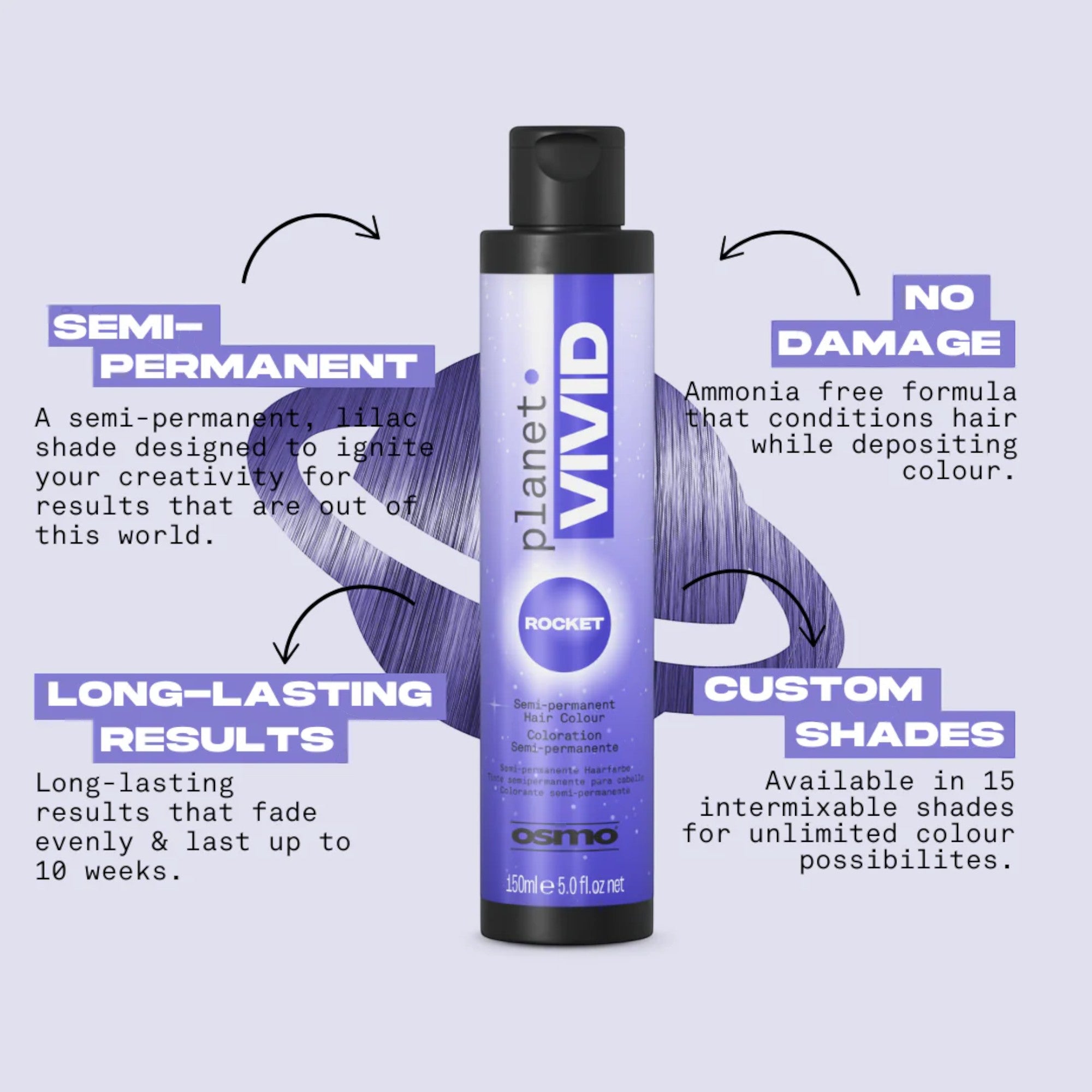 Osmo - Planet Vivid Semi-Permanent Hair Colour Rocket (Violet) 150ml
