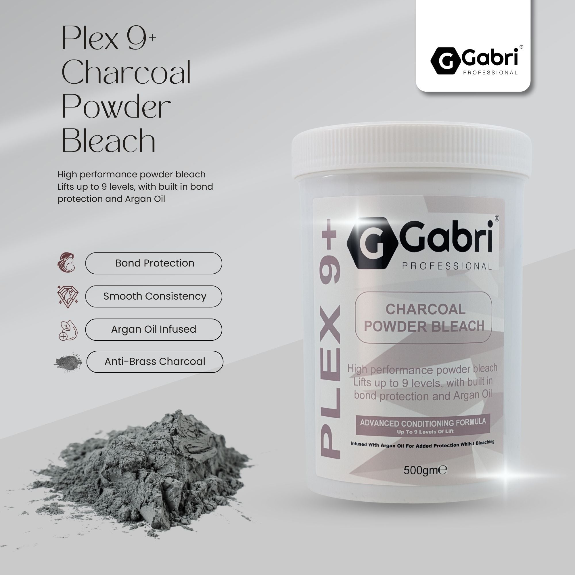 Gabri Professional - Plex 9+ Charcoal Powder Bleach 500g