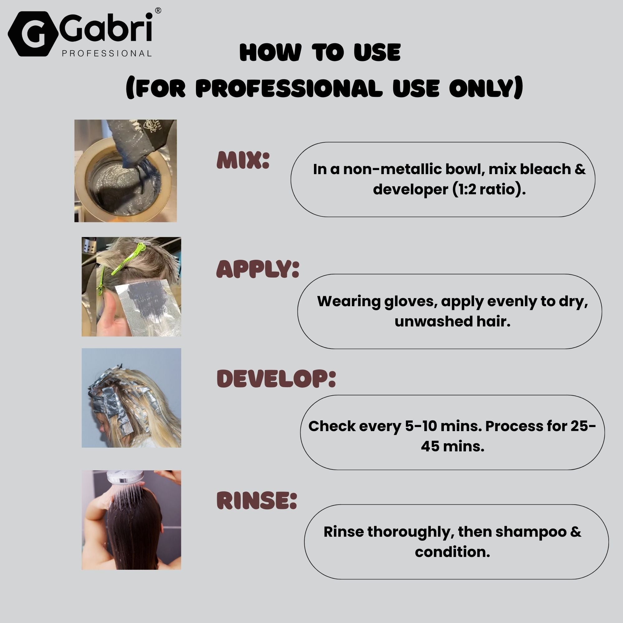 Gabri Professional - Plex 9+ Charcoal Powder Bleach 500g