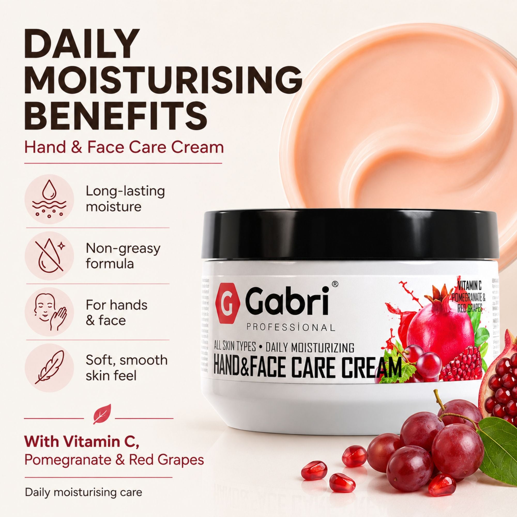 Gabri Professional - Hand & Face Care Cream Pomegranate & Red Grape 300ml