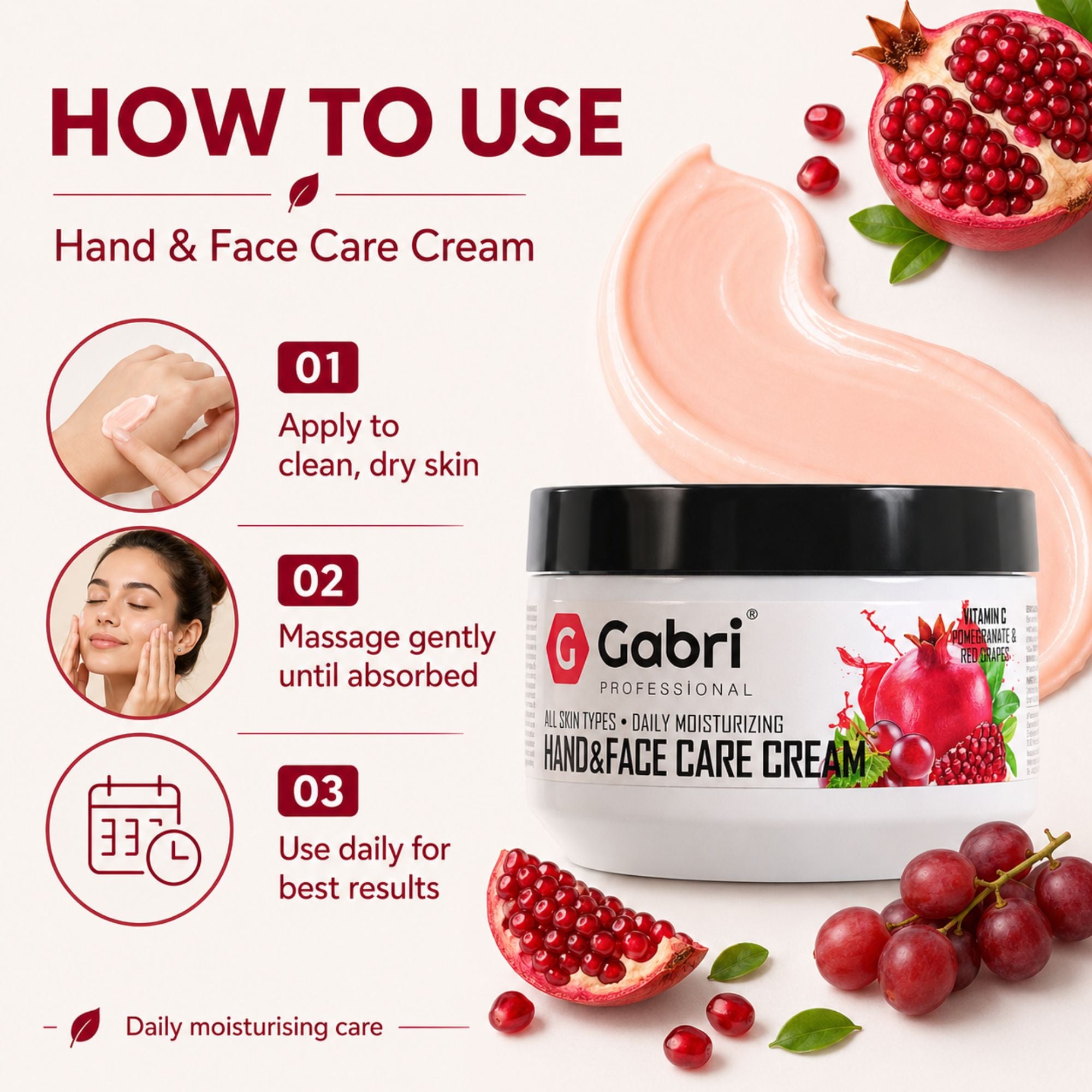 Gabri Professional - Hand & Face Care Cream Pomegranate & Red Grape 300ml