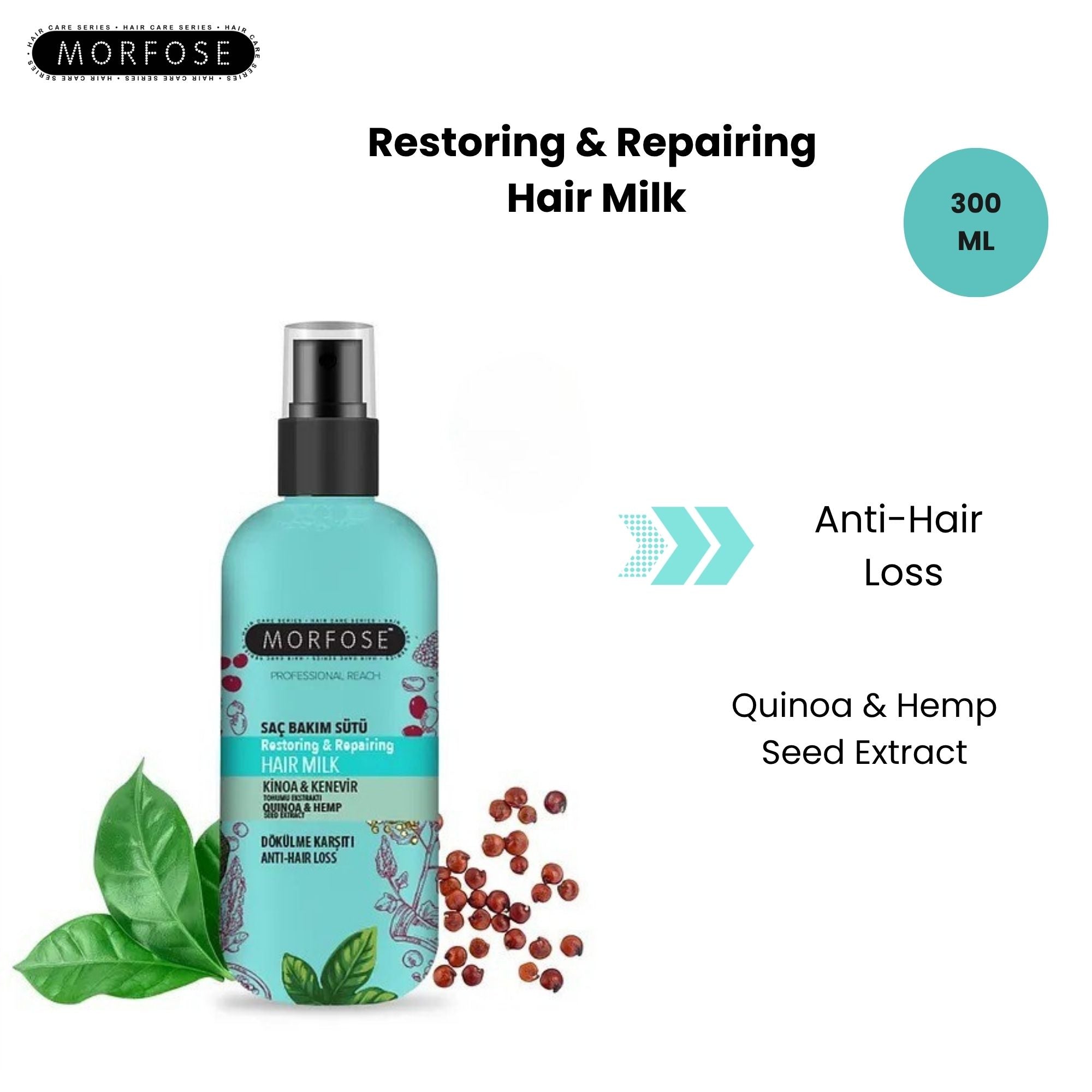 Morfose - Quinoa & Hemp Restoring & Repairing Hair Milk 300ml