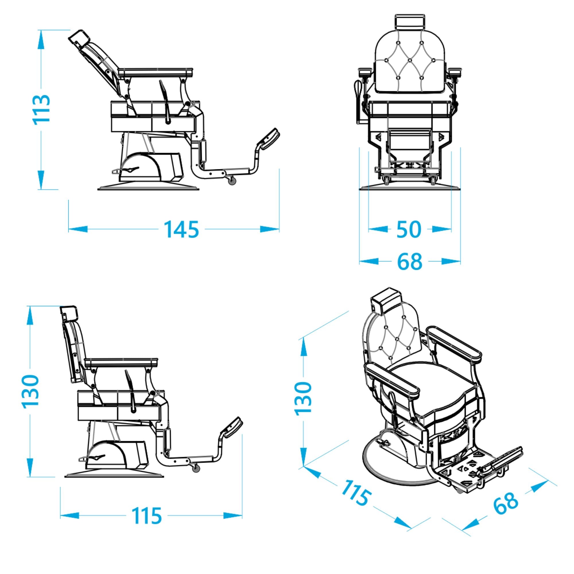Alpeda - Roberto Classic Barber Chair (Black Finish)